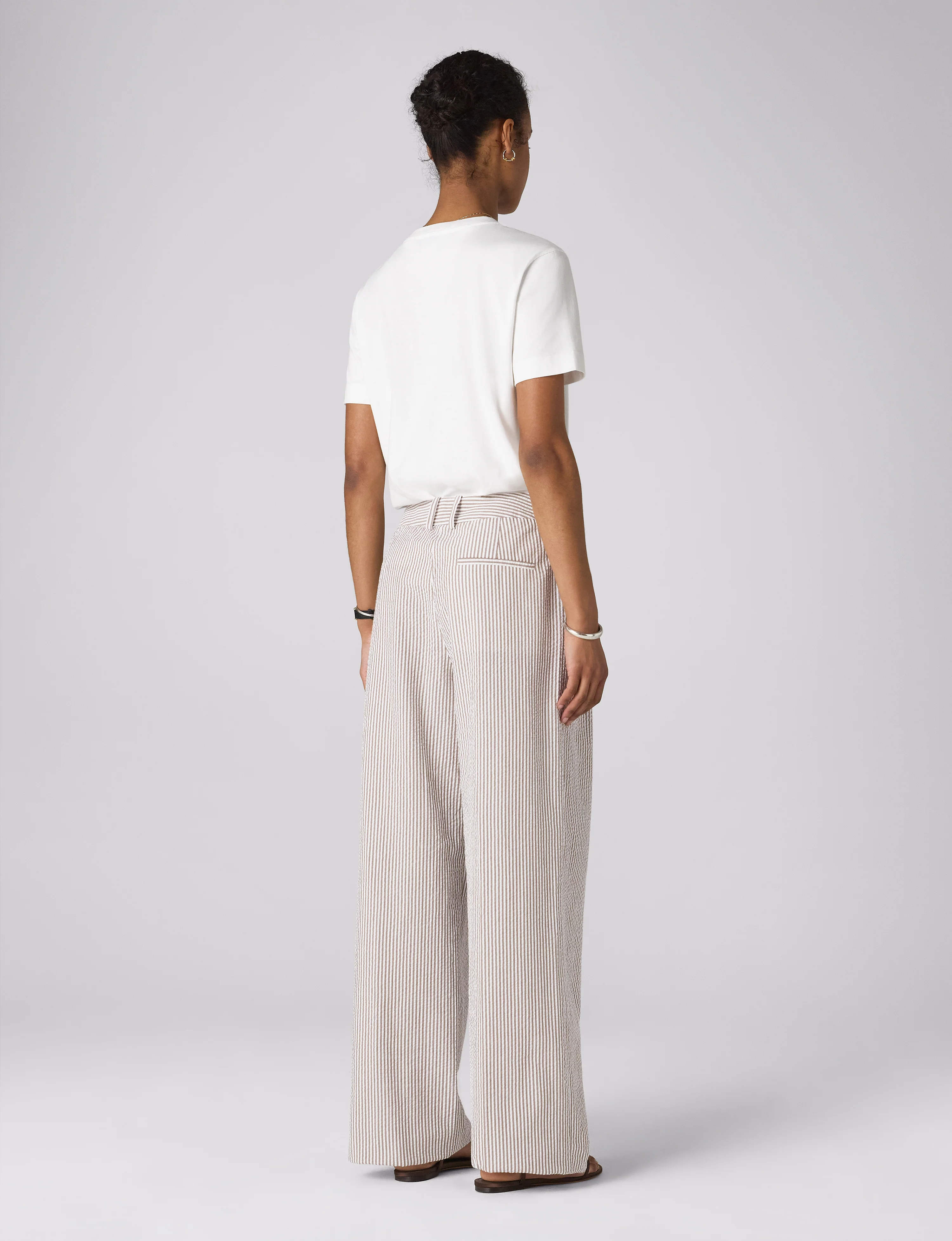 Rampling Trouser: Seersucker, Mocha Stripe - With Nothing Underneath