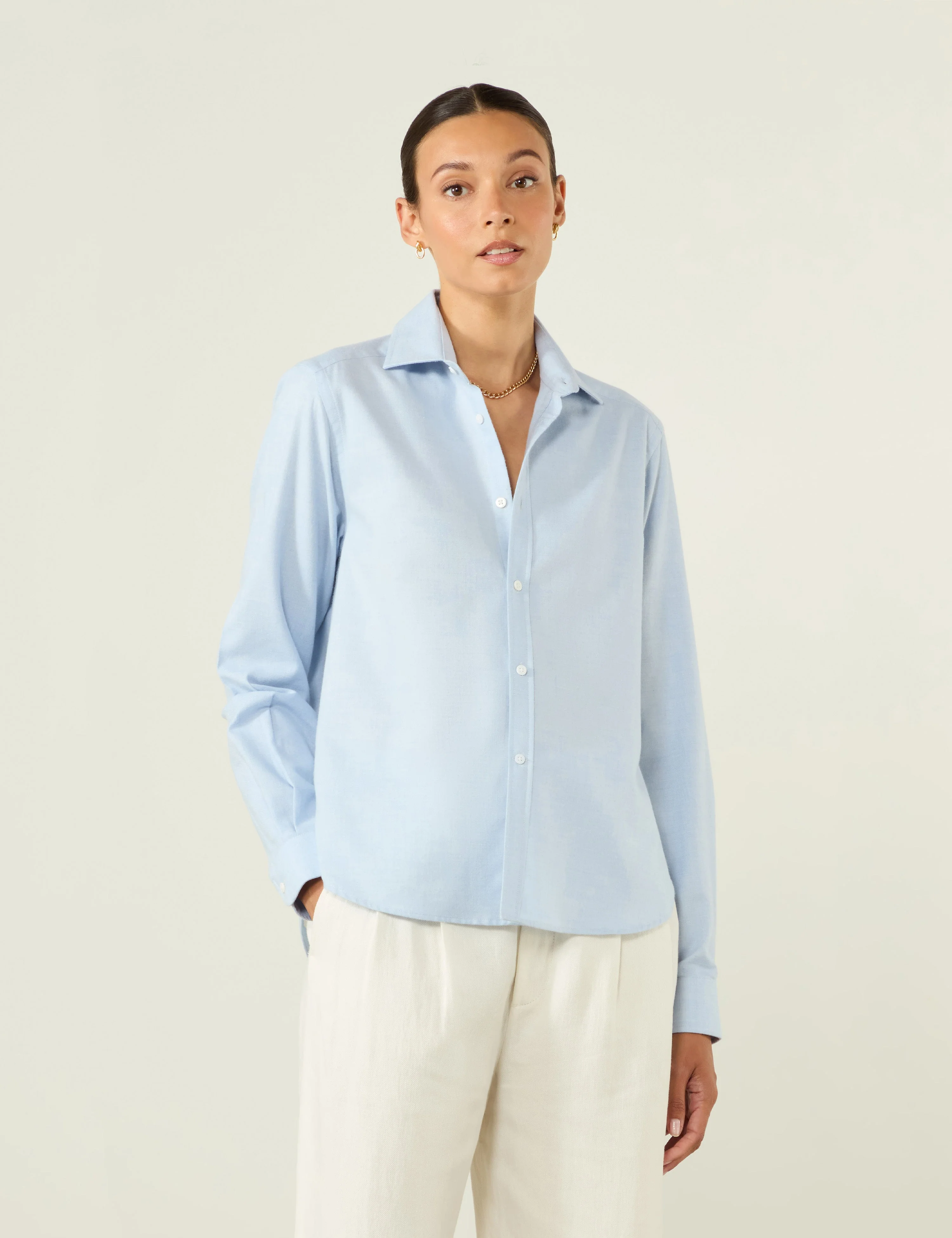 The Classic: Fine Brushed, Dusty Blue - With Nothing Underneath