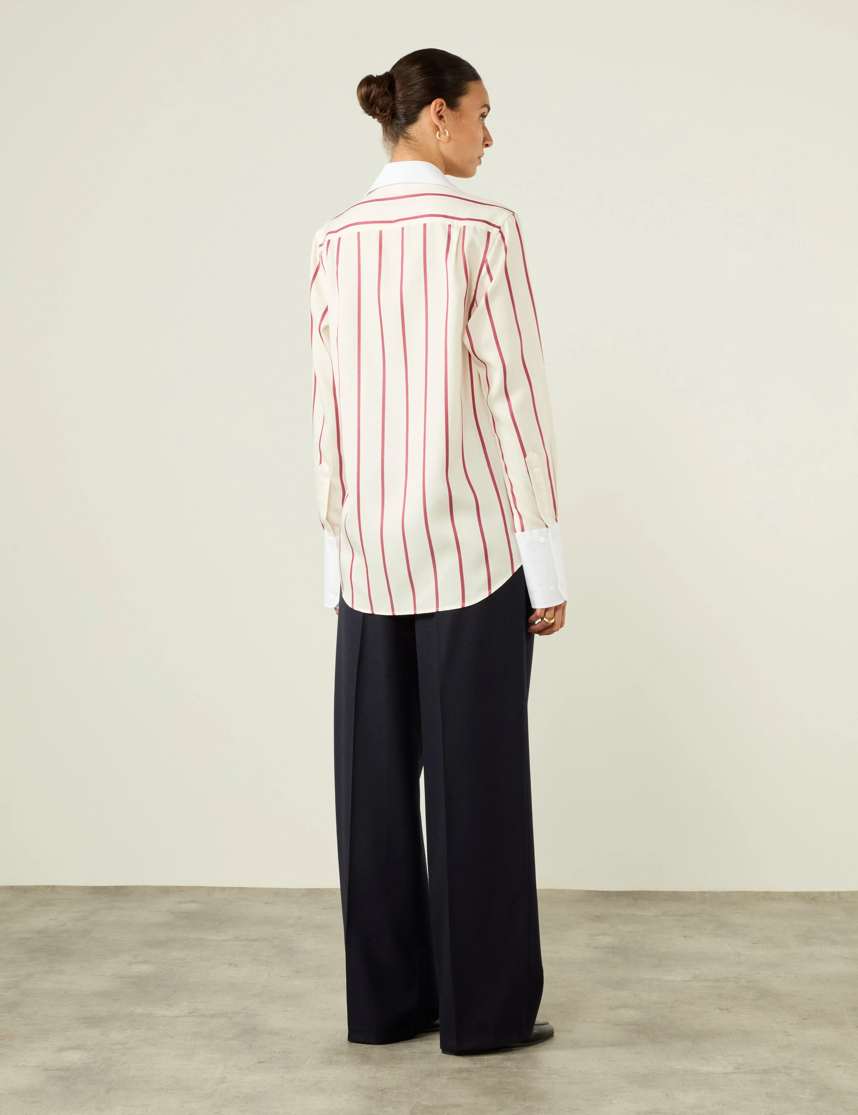 The Boyfriend Exaggerated Cuff: TENCEL™ Lyocell, Burgundy Stripe - With Nothing Underneath