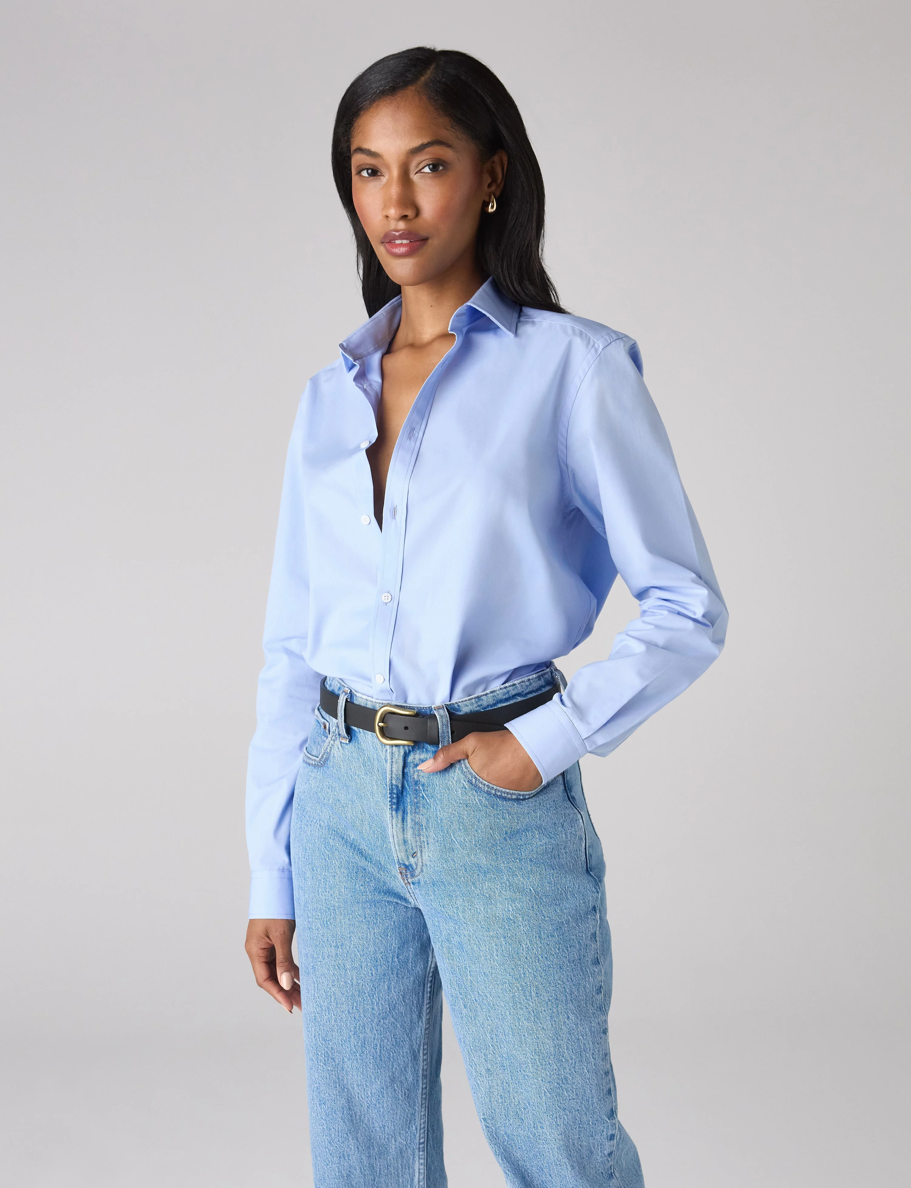 The Classic: Fine Poplin, Sky Blue - With Nothing Underneath