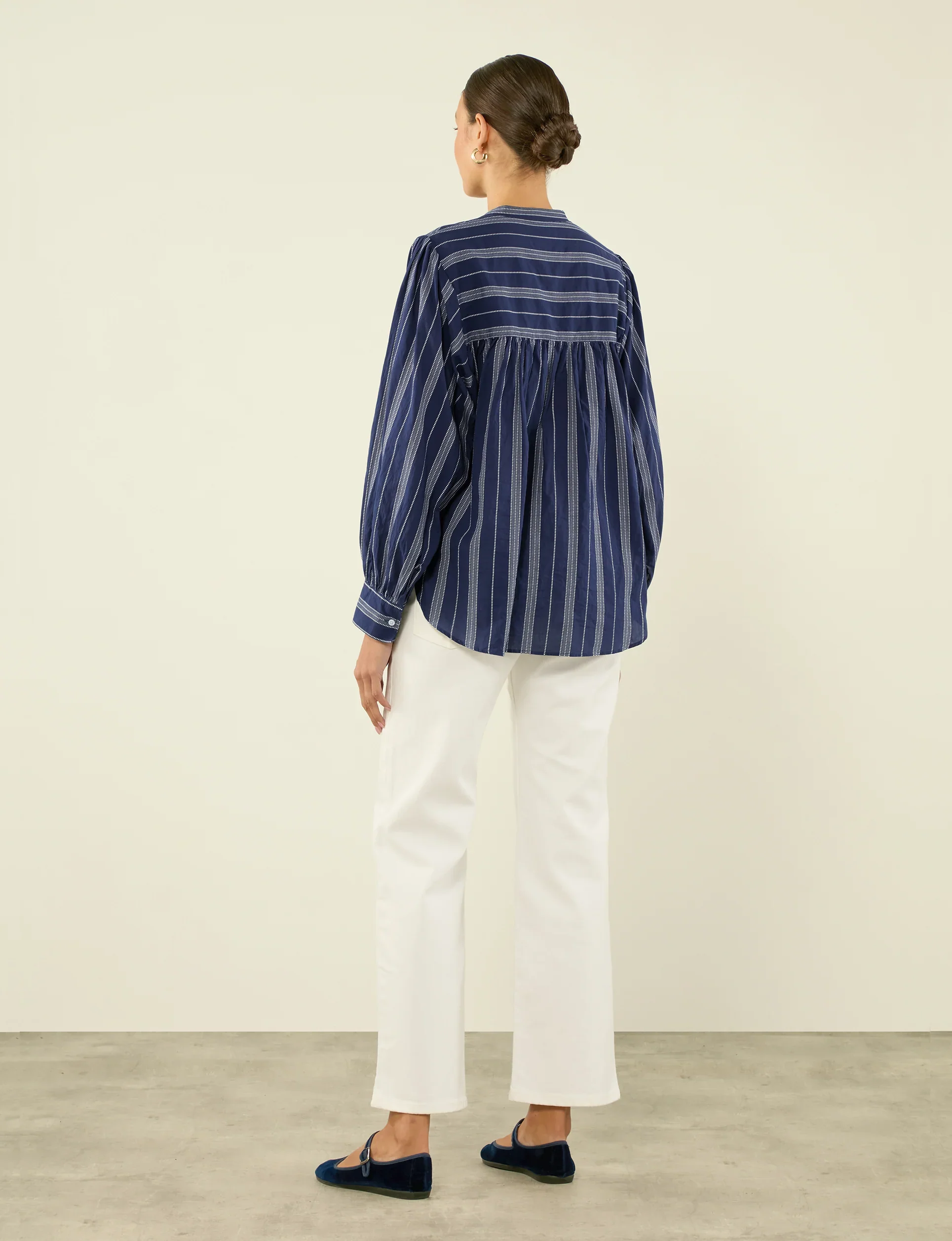 Daphne: Cotton Voile, Navy and White Stripe - With Nothing Underneath