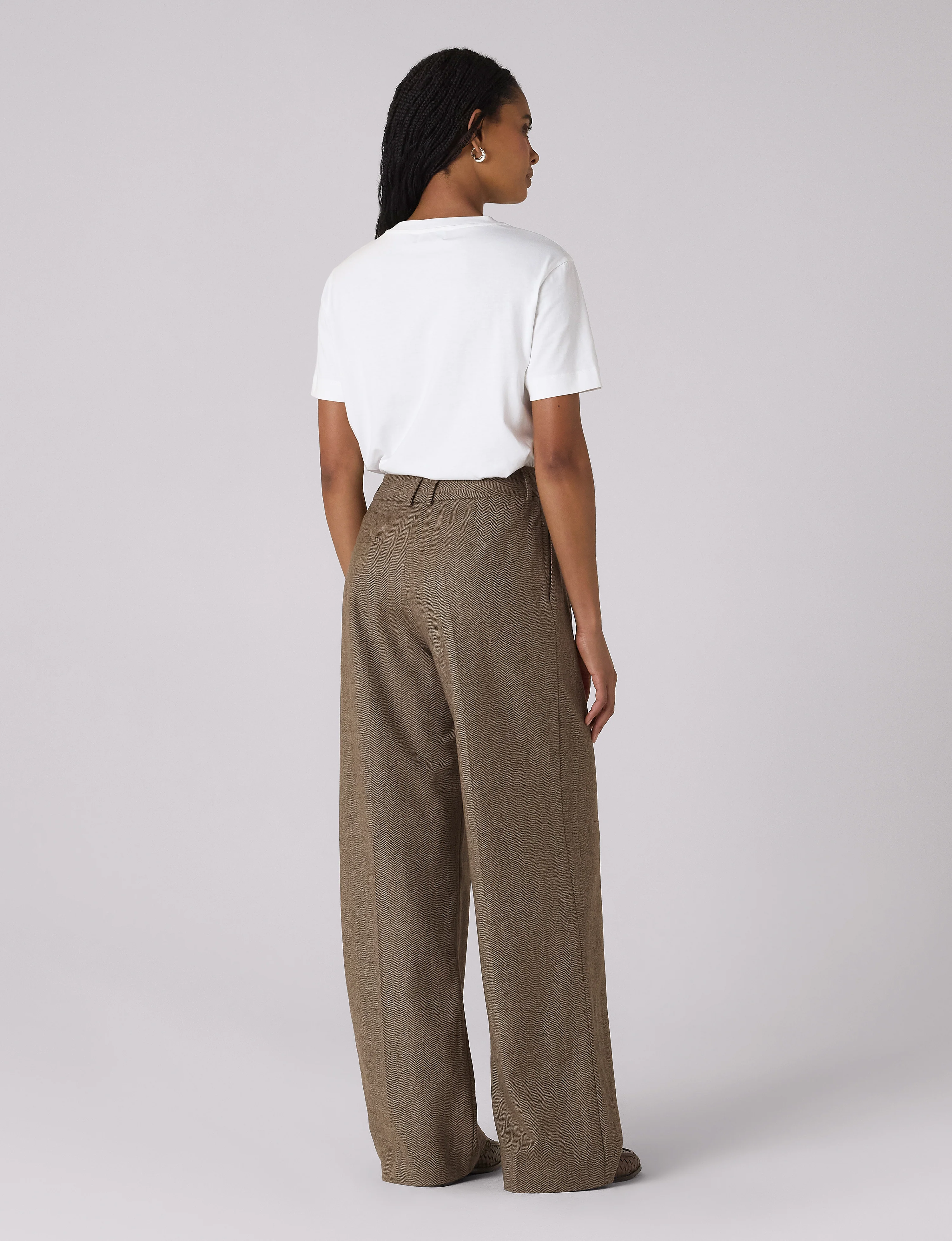 Rampling Trouser: Wool, Coffee Herringbone - With Nothing Underneath