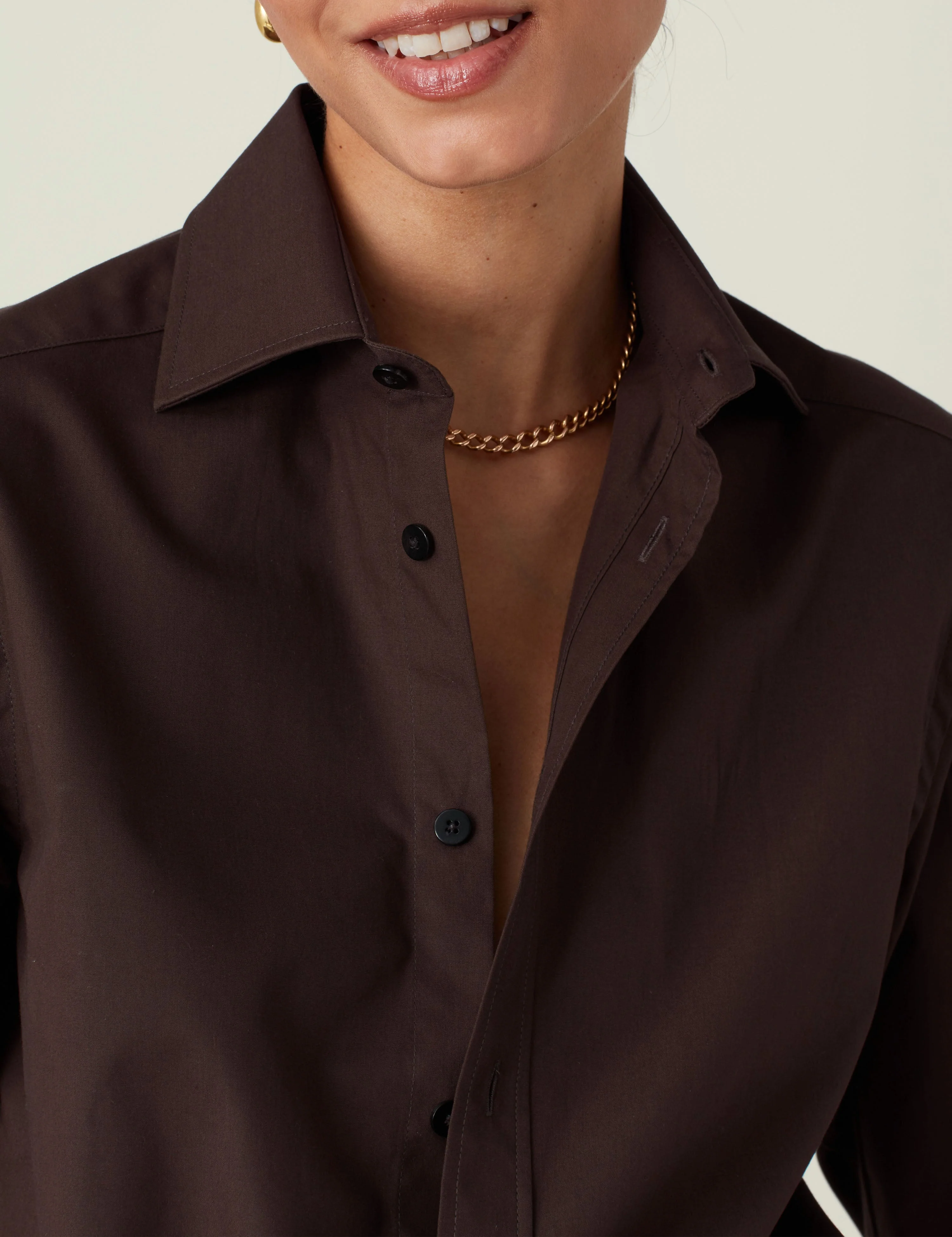 The Boyfriend: Fine Poplin, Chocolate - With Nothing Underneath