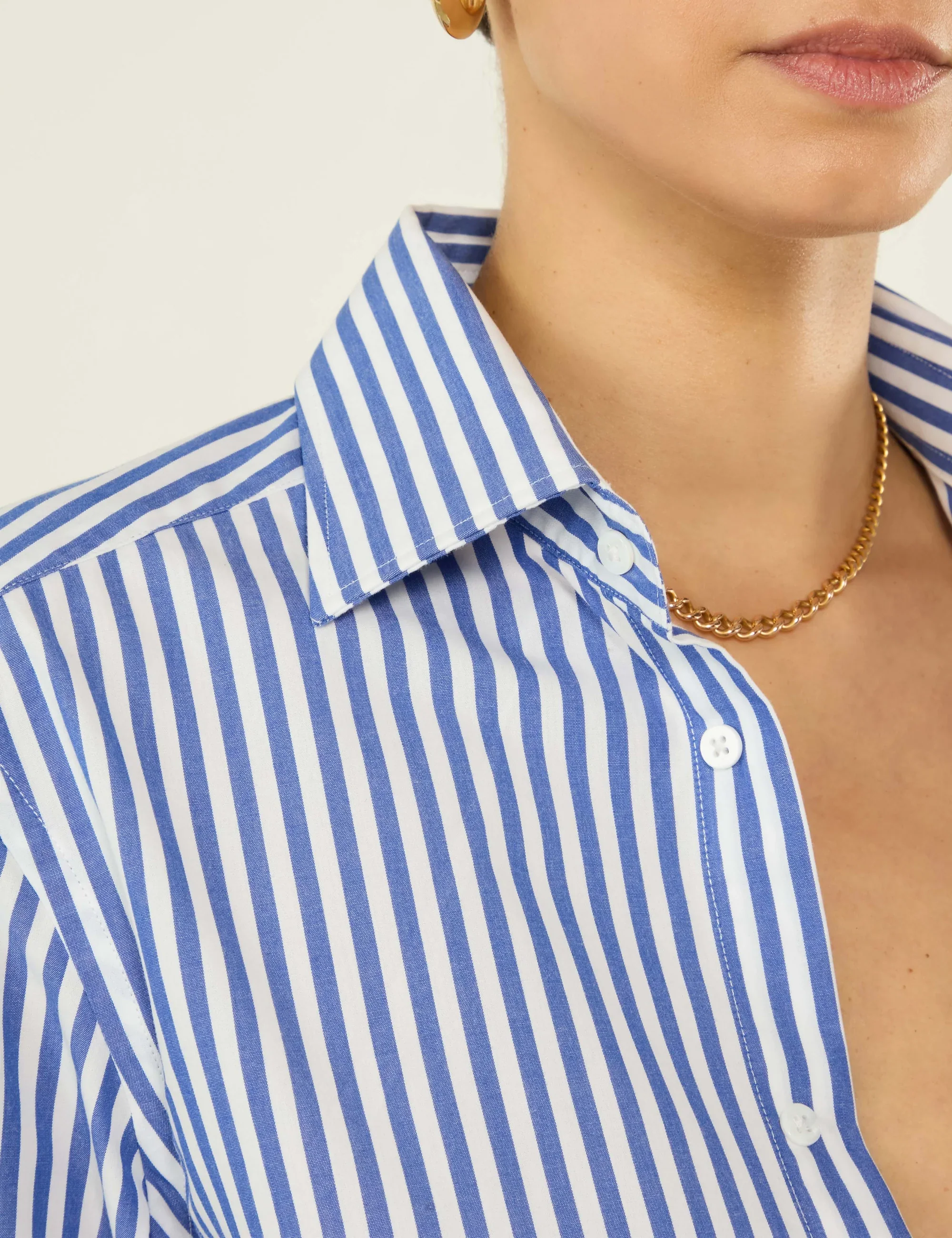 The Boyfriend: Fine Poplin, Royal Blue Stripe - With Nothing Underneath
