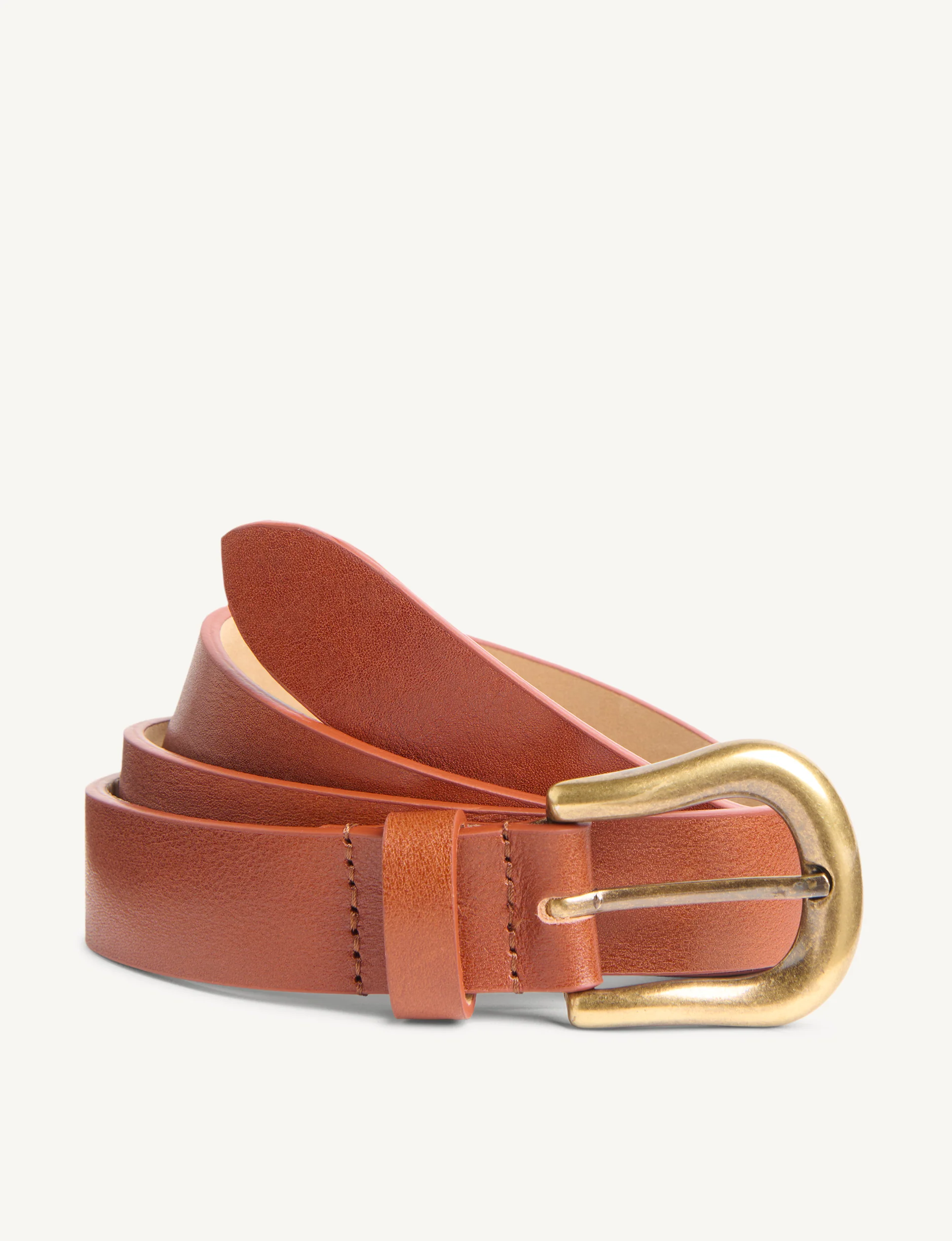 Stirrup Belt: Patent Leather, Tan with Antique Gold - With Nothing Underneath