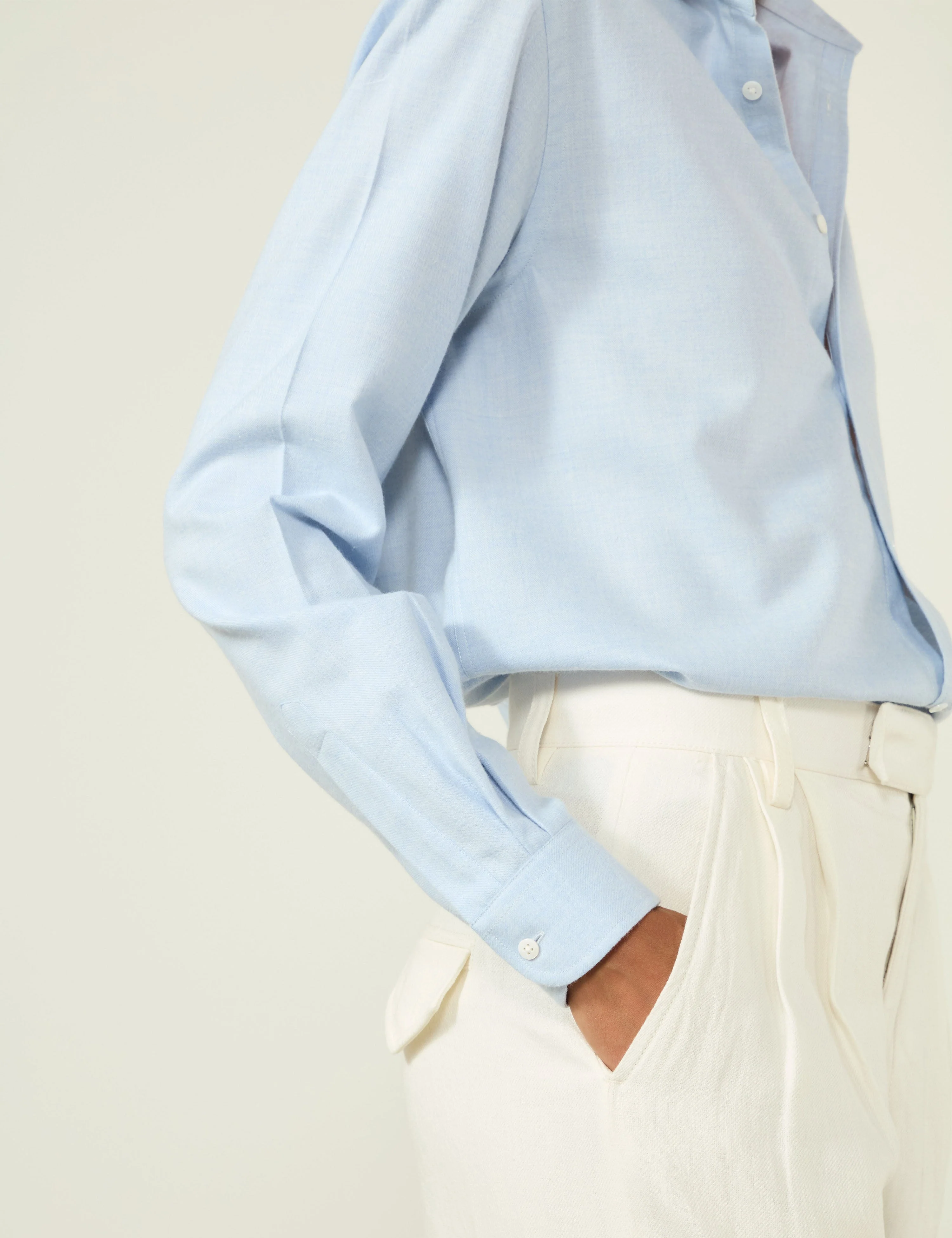 The Classic: Fine Brushed, Dusty Blue - With Nothing Underneath