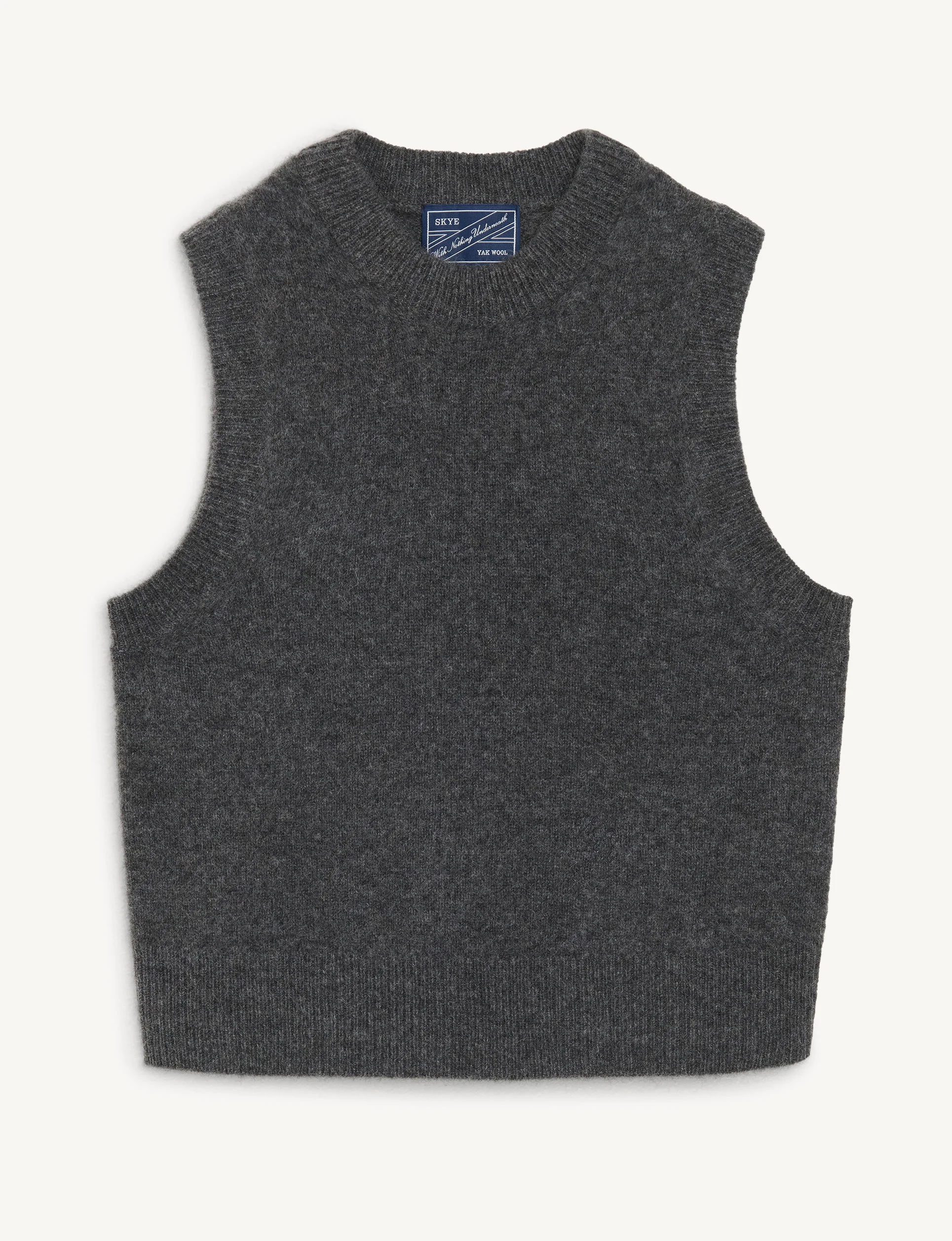 Skye Vest: Yak Wool, Dark Grey Melange - With Nothing Underneath
