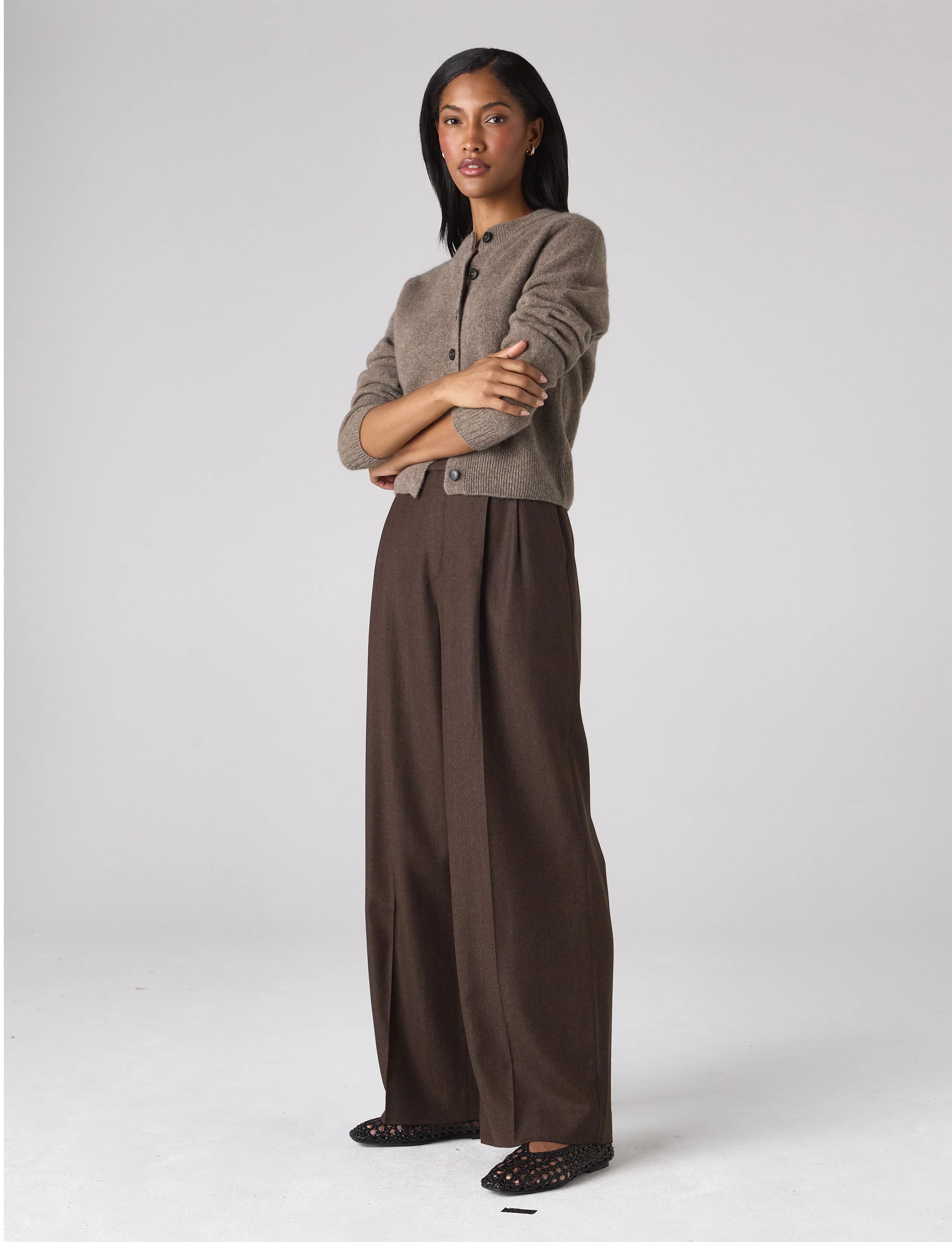 Rampling Trouser: Wool, Dark Brown Herringbone - With Nothing Underneath