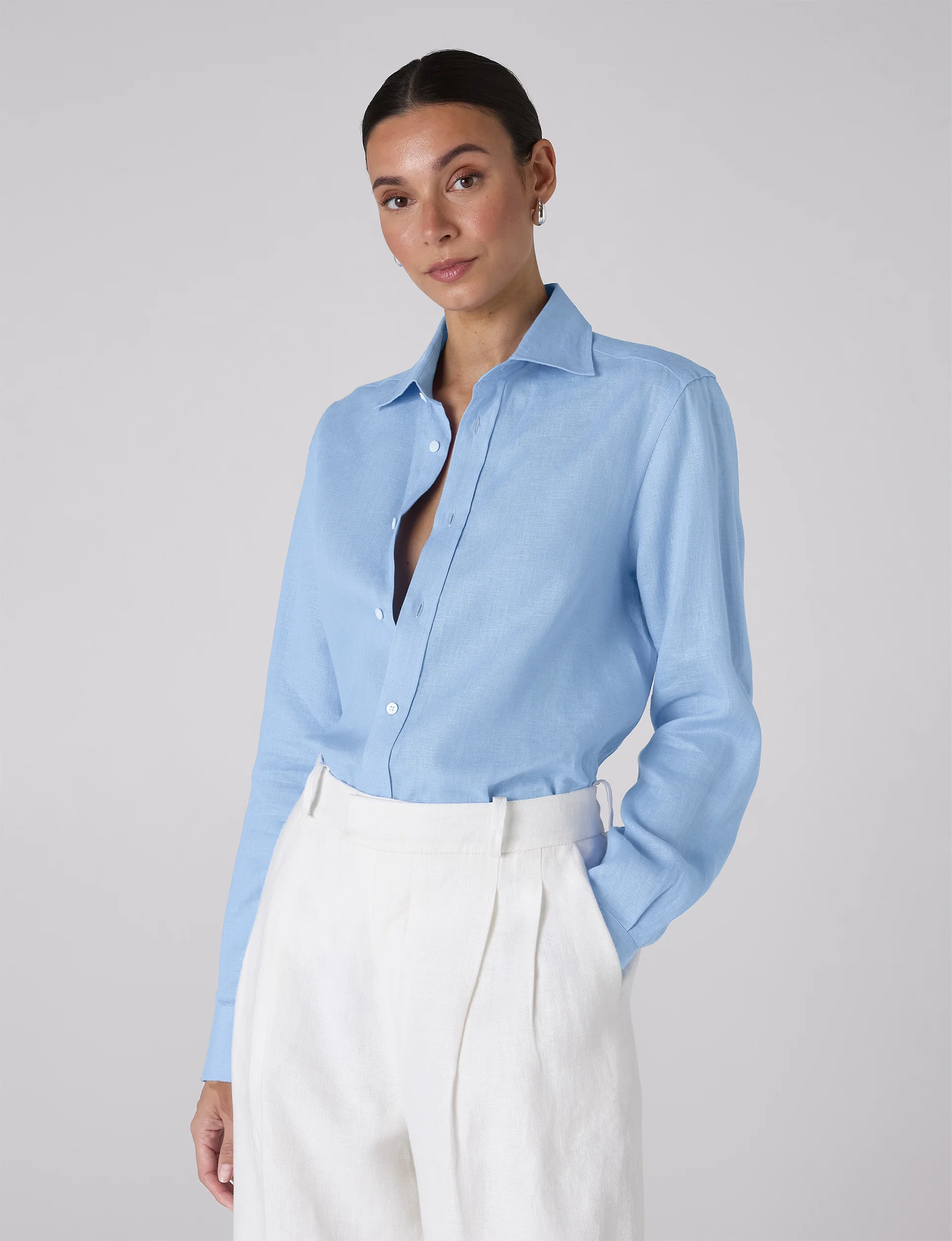 The Boyfriend: Linen, Cornflower Blue - With Nothing Underneath