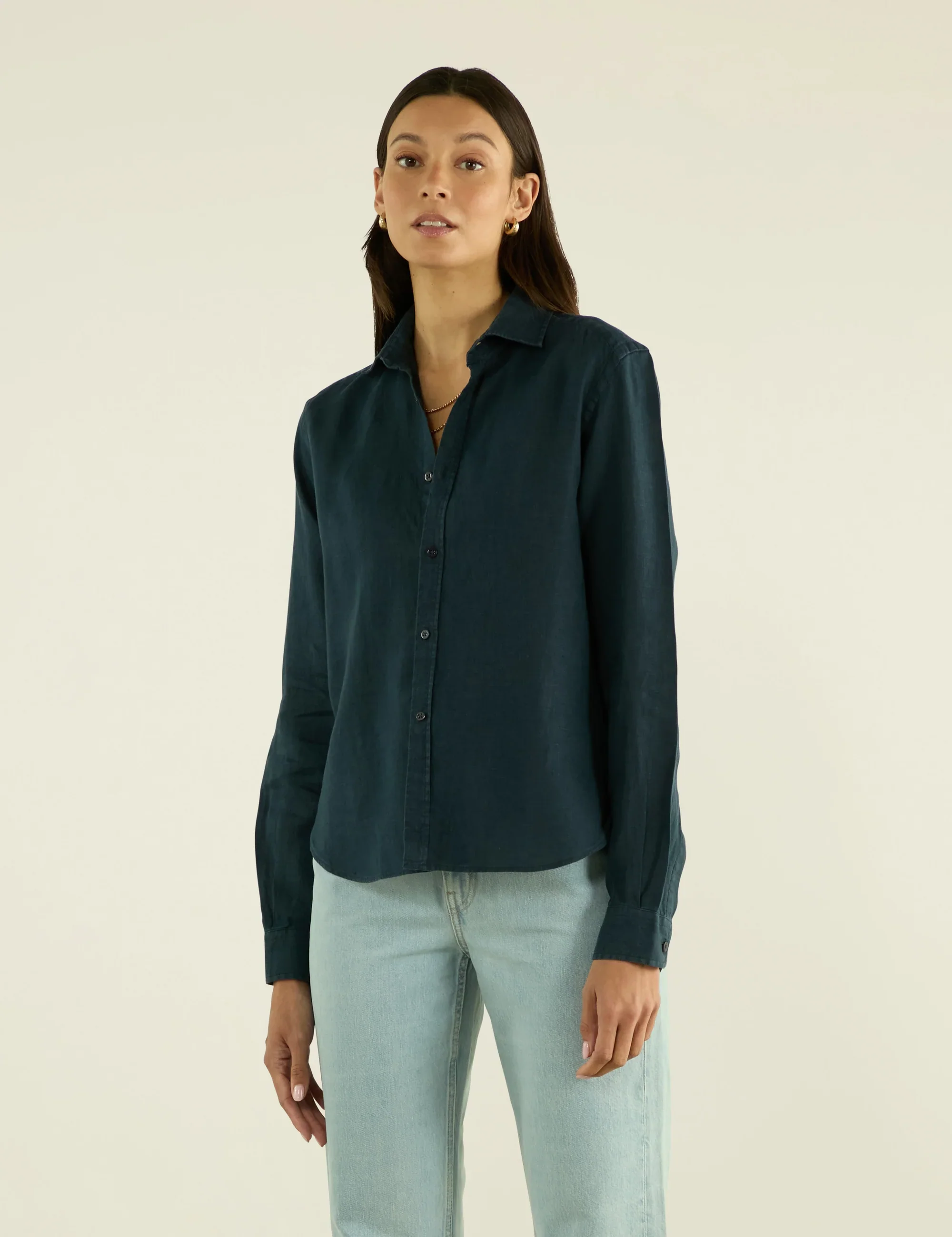 The Classic: Linen, Navy Blue - With Nothing Underneath