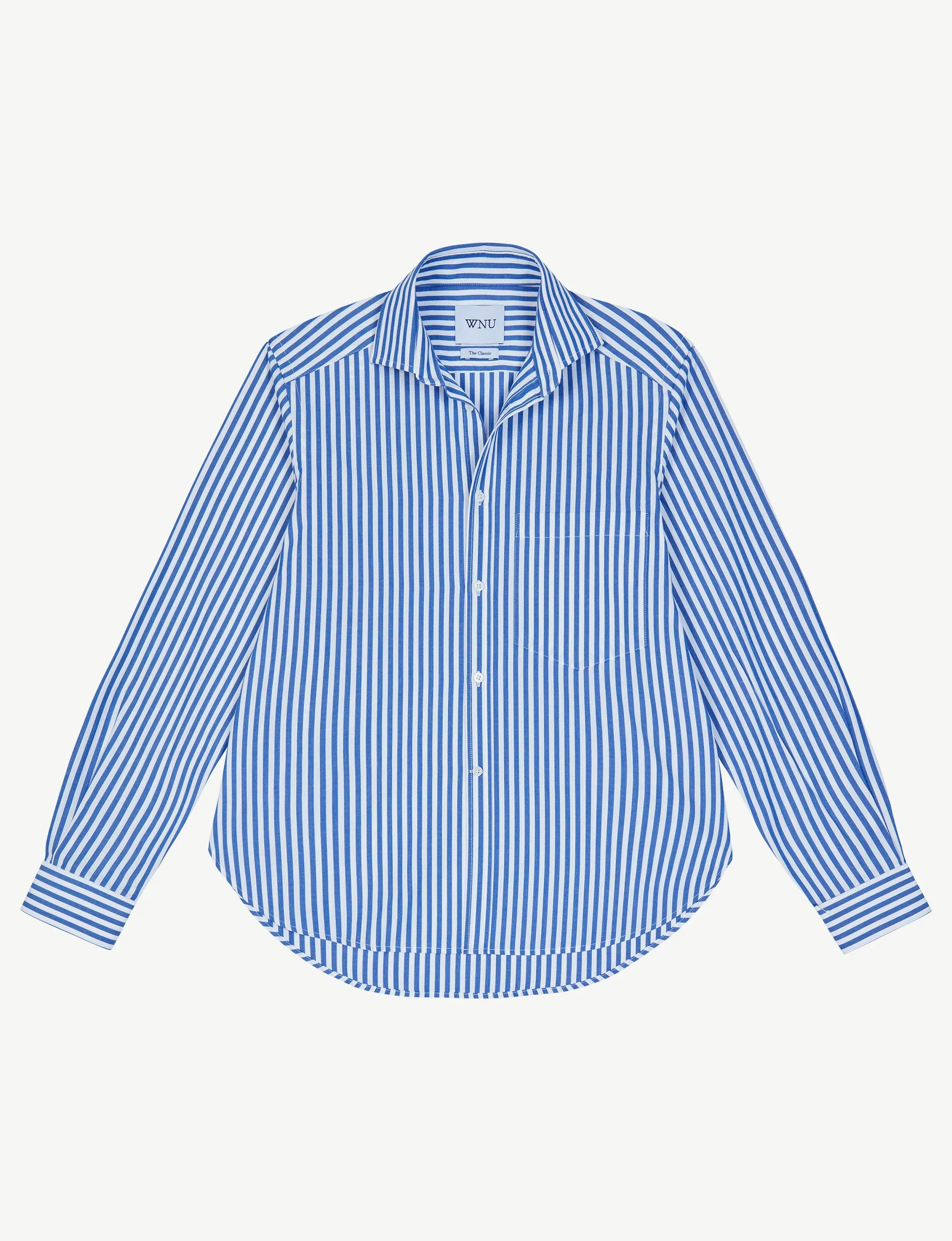 The Classic: Fine Poplin, Royal Blue Stripe - With Nothing Underneath