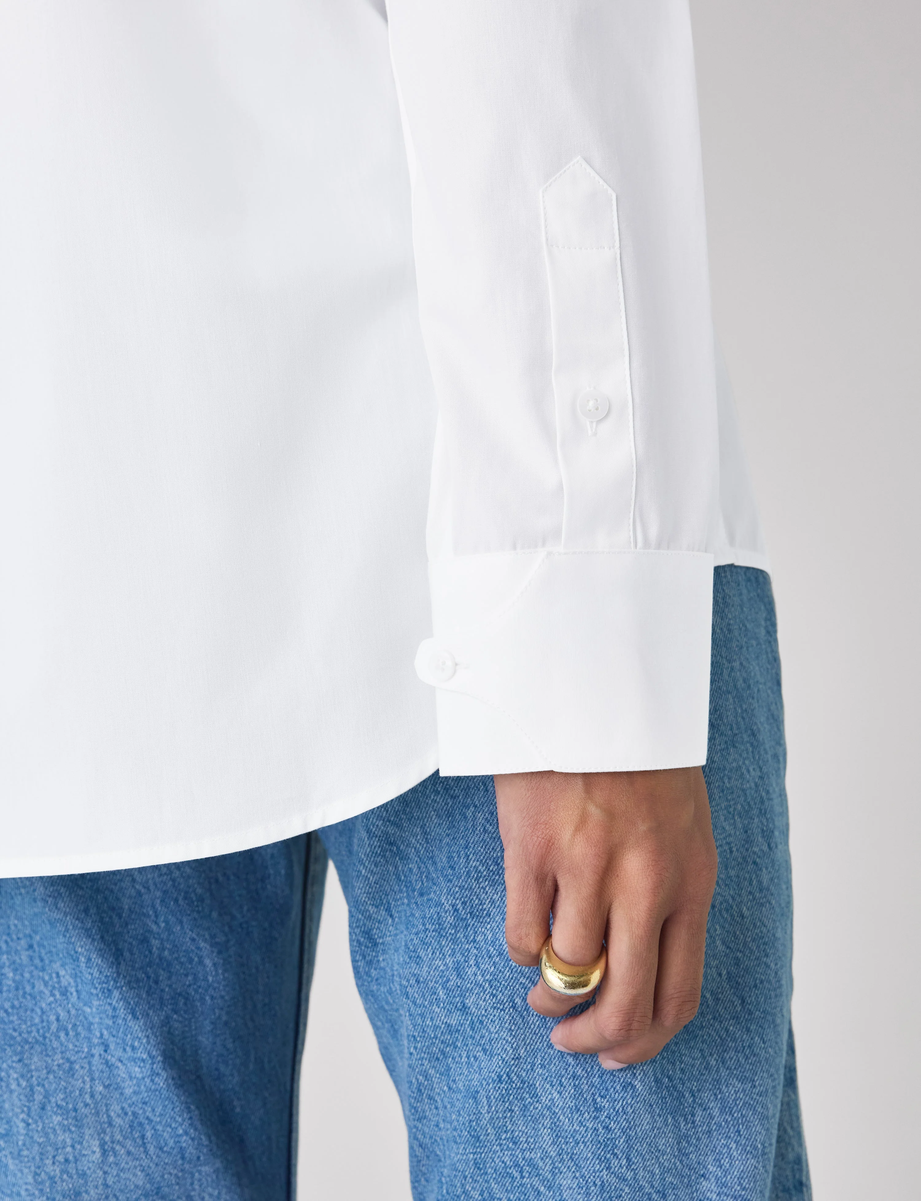 The Dress Shirt Curved Bib: Poplin, White - With Nothing Underneath
