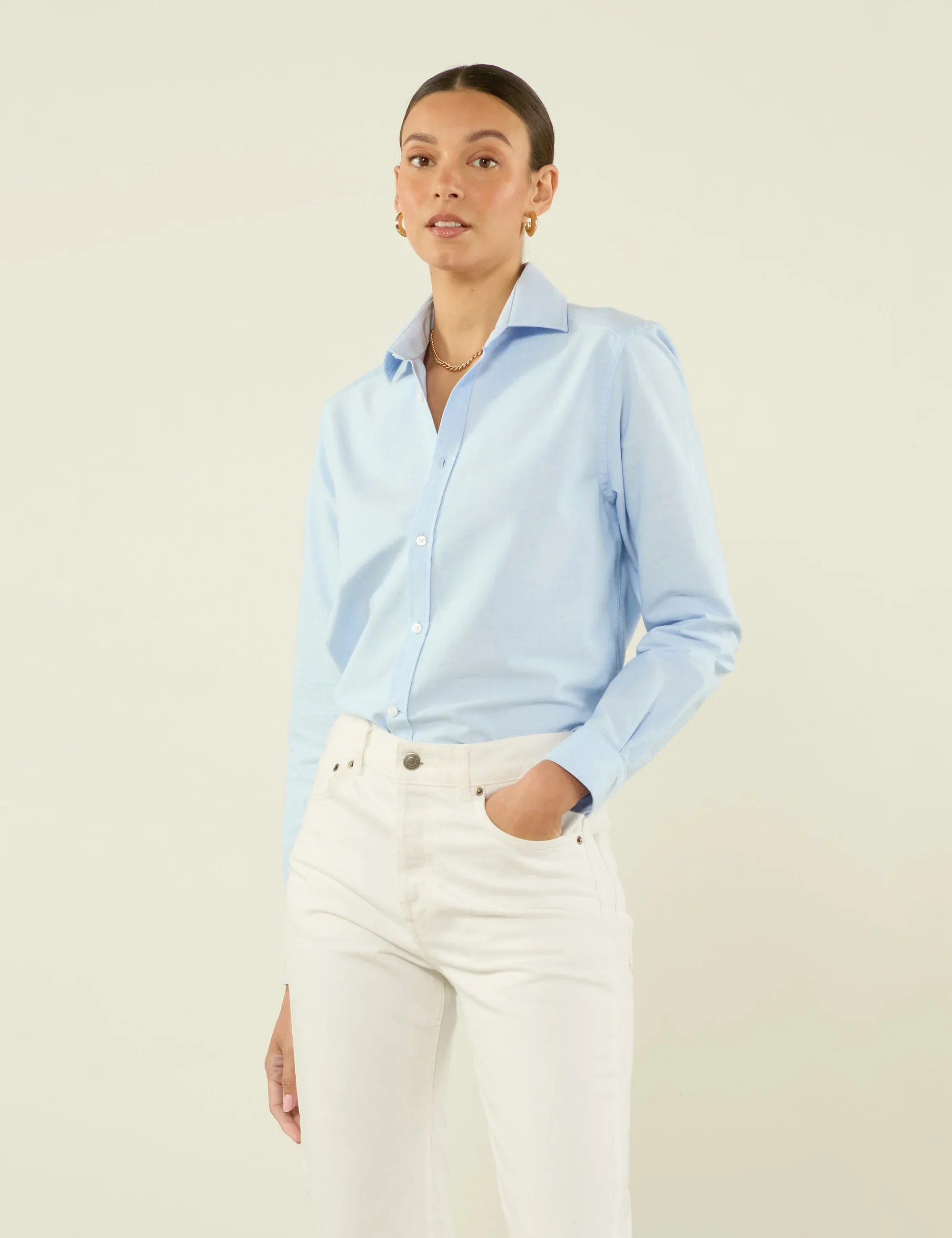 The Classic: Oxford, Celeste Blue - With Nothing Underneath