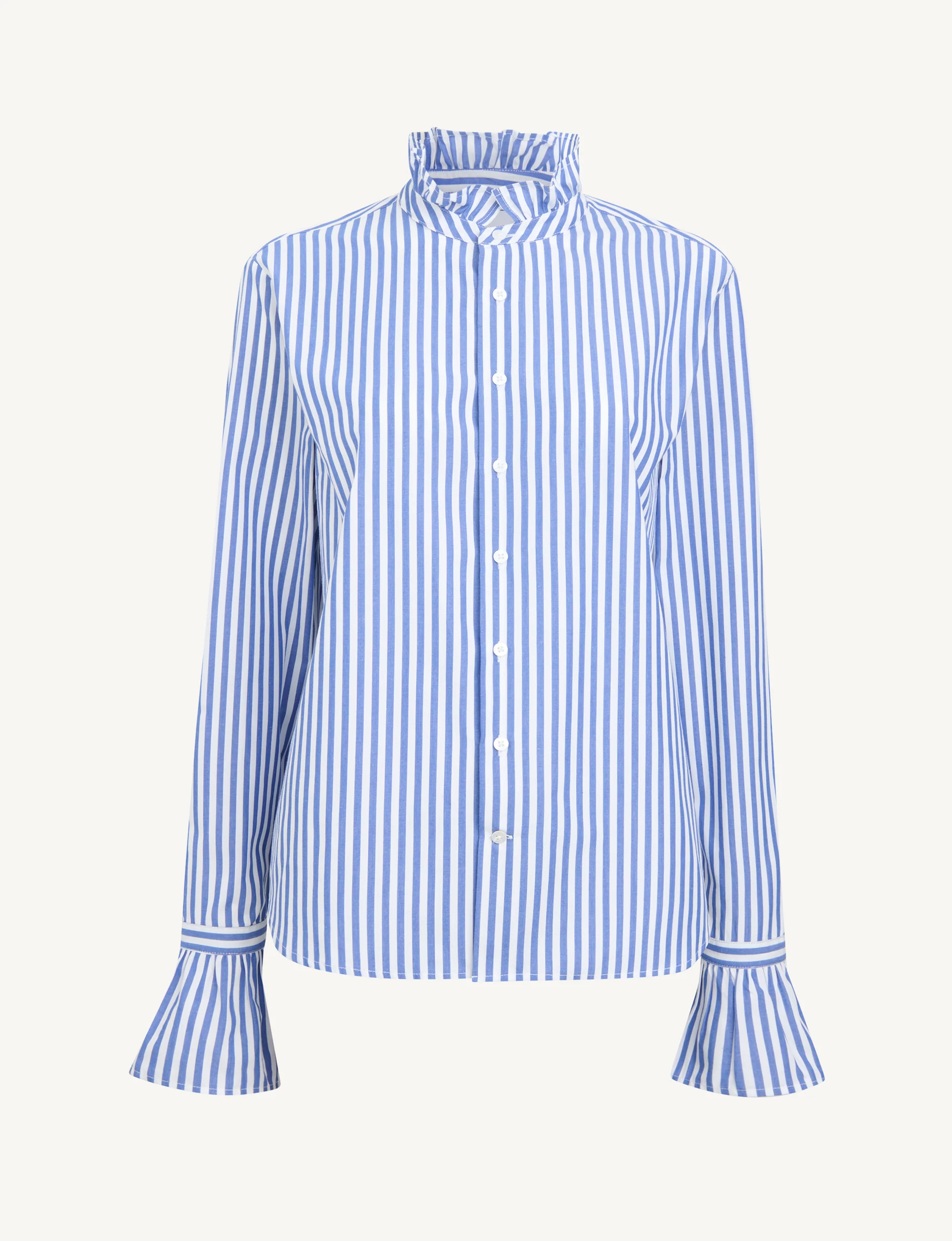 Kew Blouse: Fine Poplin, Royal Blue Stripe - With Nothing Underneath