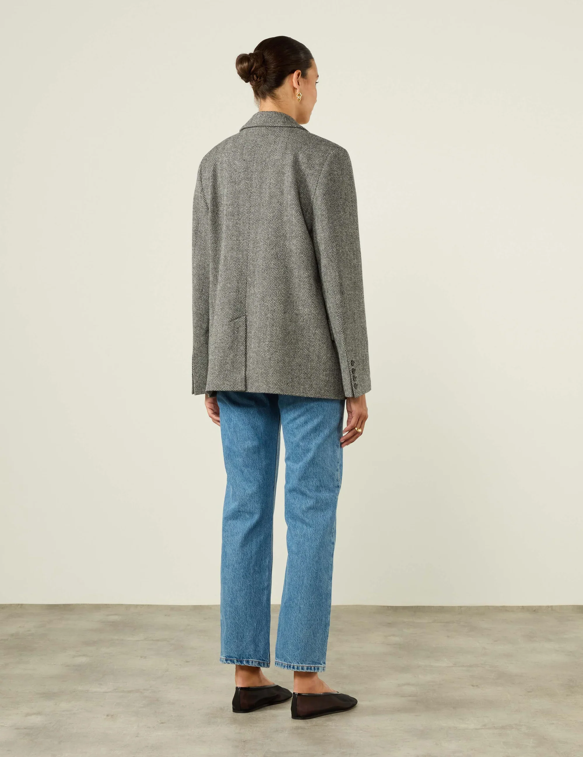 Hutton Blazer: Wool, Grey Herringbone - With Nothing Underneath