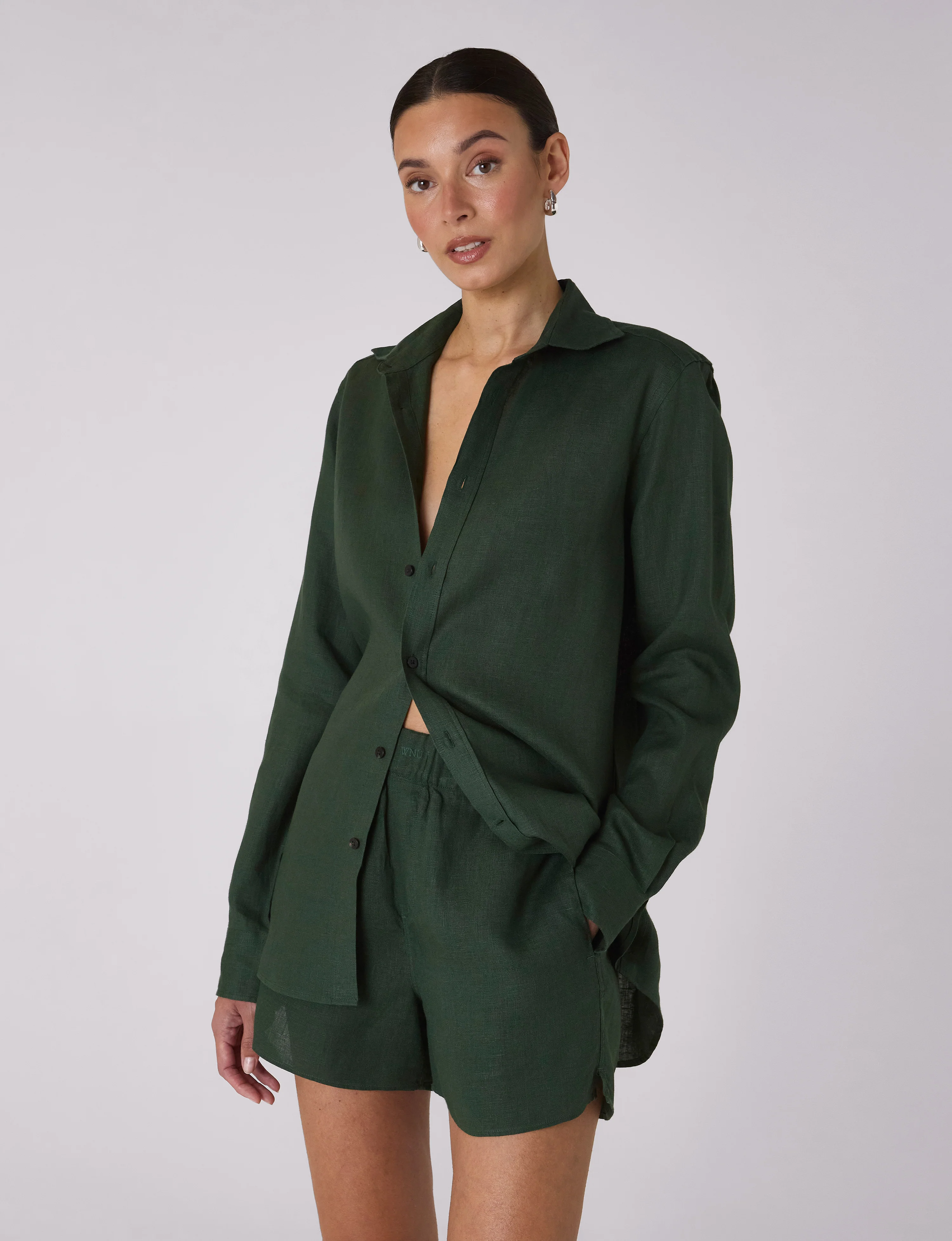 The Boxer: Linen, Hunter Green - With Nothing Underneath