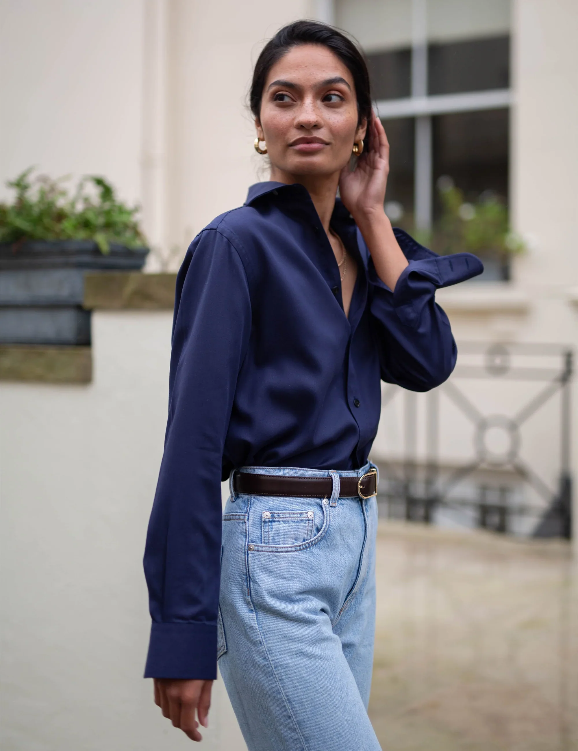 The Boyfriend: TENCEL™ Lyocell, Navy Blue - With Nothing Underneath
