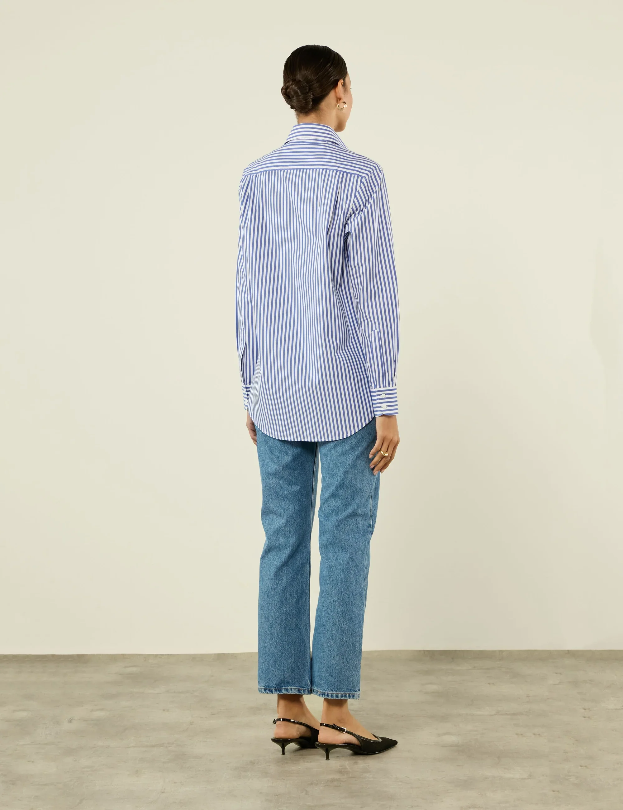 The Boyfriend: Fine Poplin, Royal Blue Stripe - With Nothing Underneath