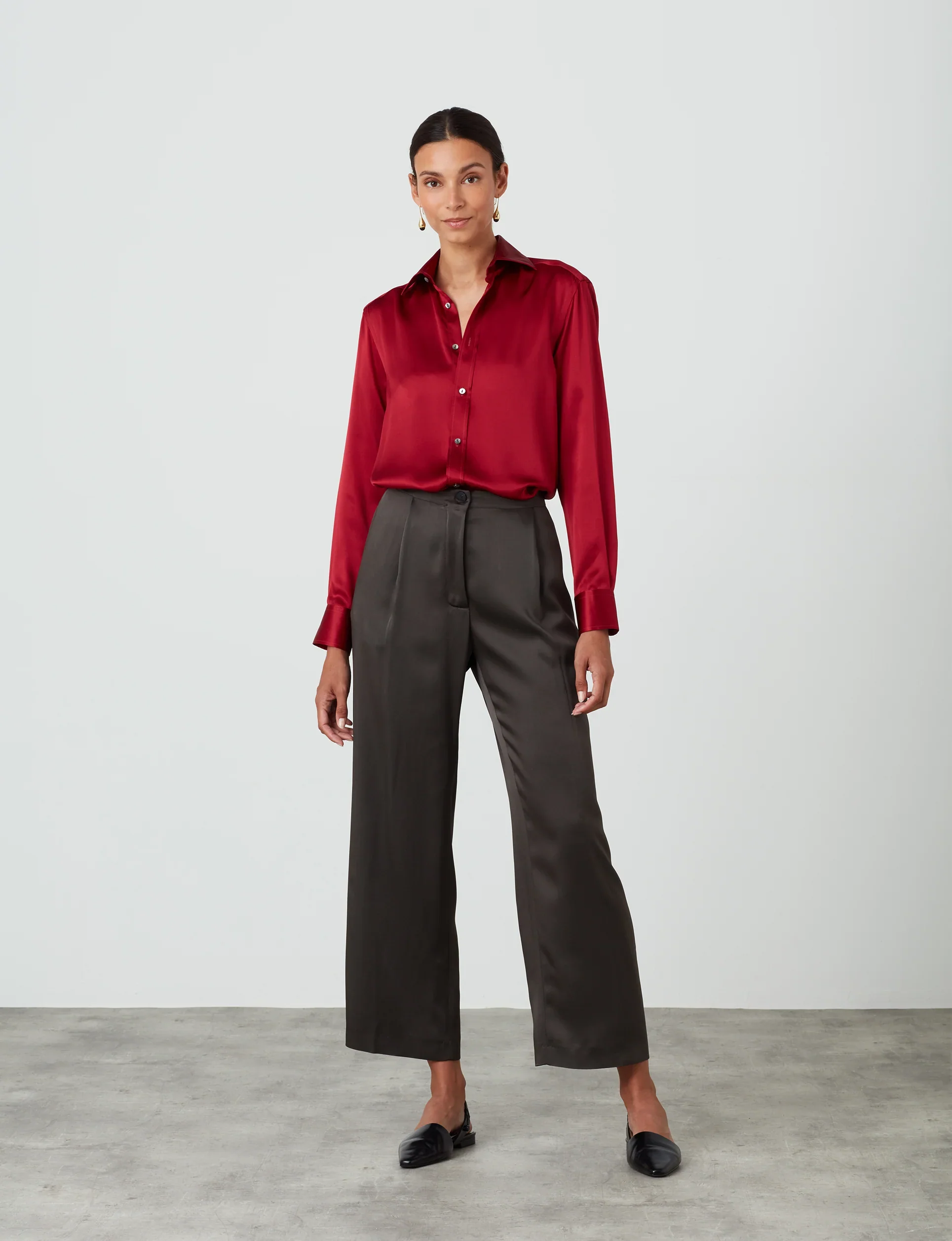 The Boyfriend: Silk Satin, Garnet - With Nothing Underneath