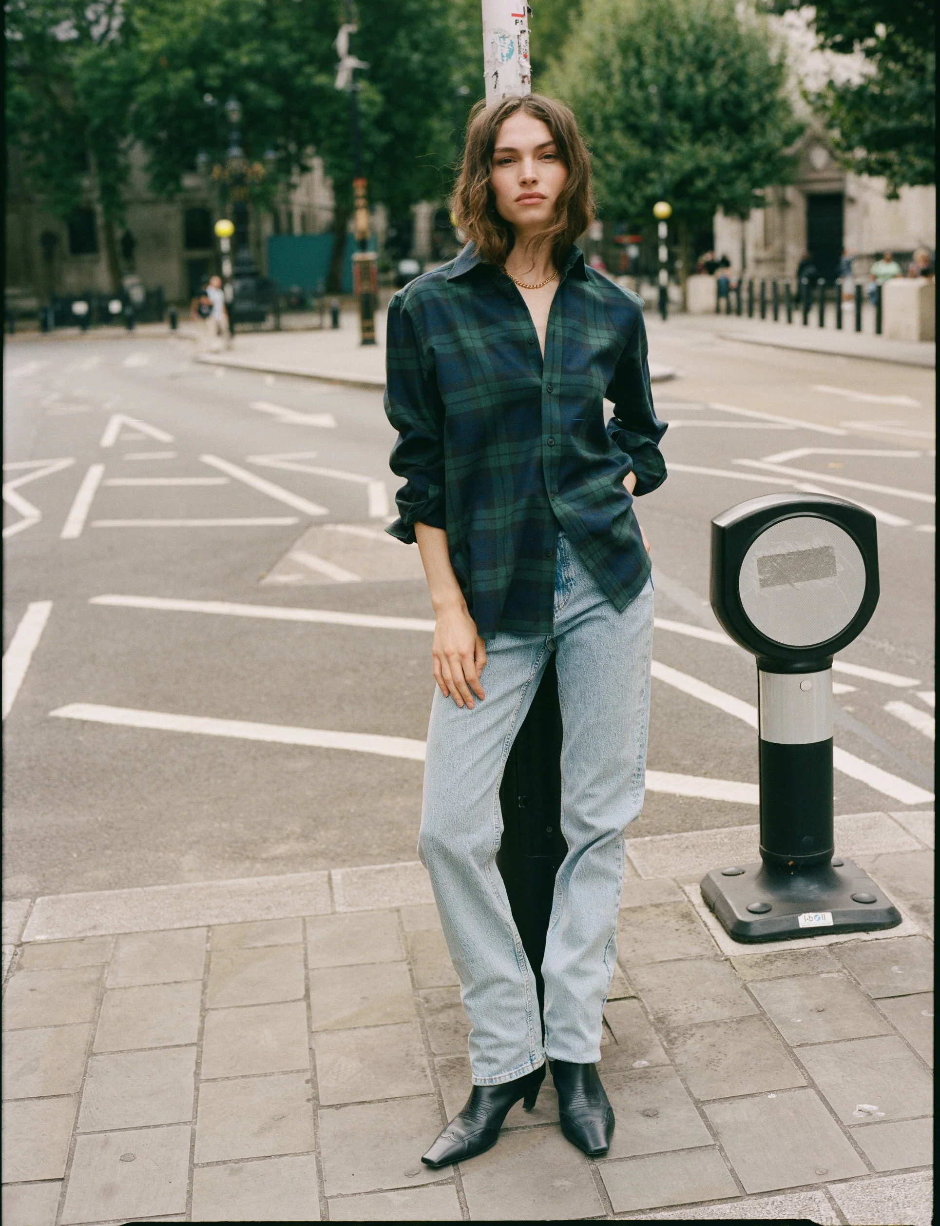 The Boyfriend: Fine Brushed, Heritage Green Check - With Nothing Underneath