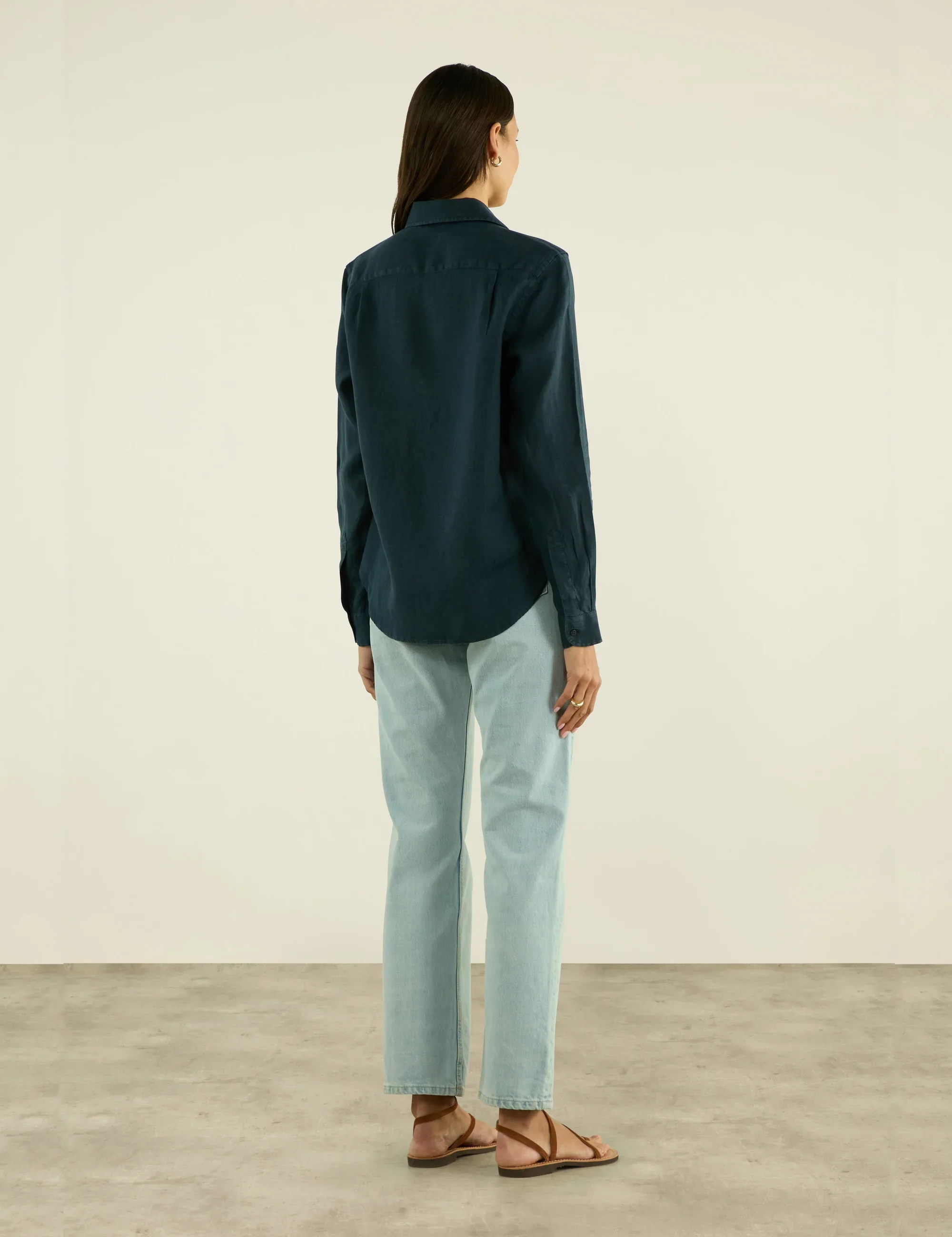 The Classic: Linen, Navy Blue - With Nothing Underneath