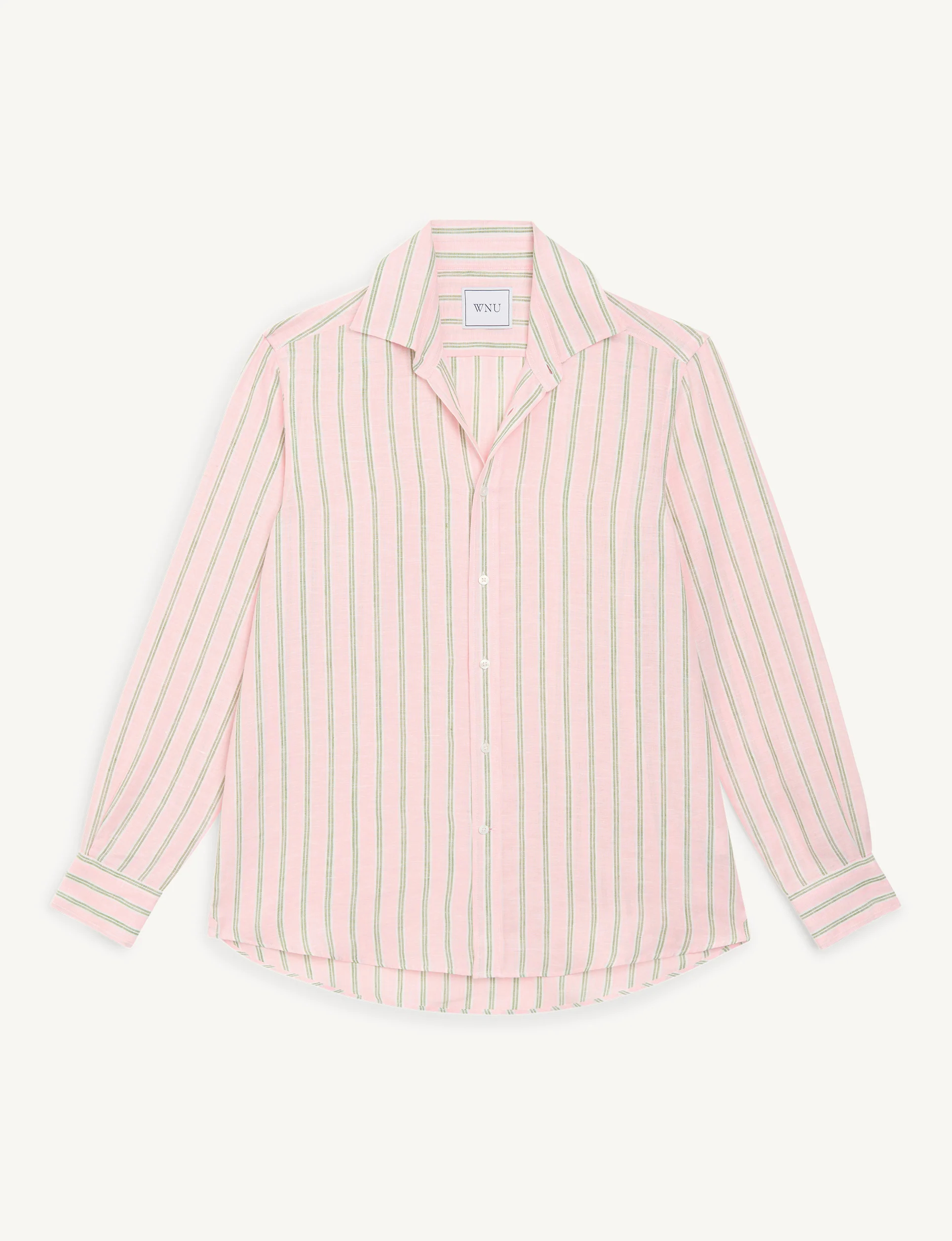 The Boyfriend: Linen, Pink and Green Stripe - With Nothing Underneath