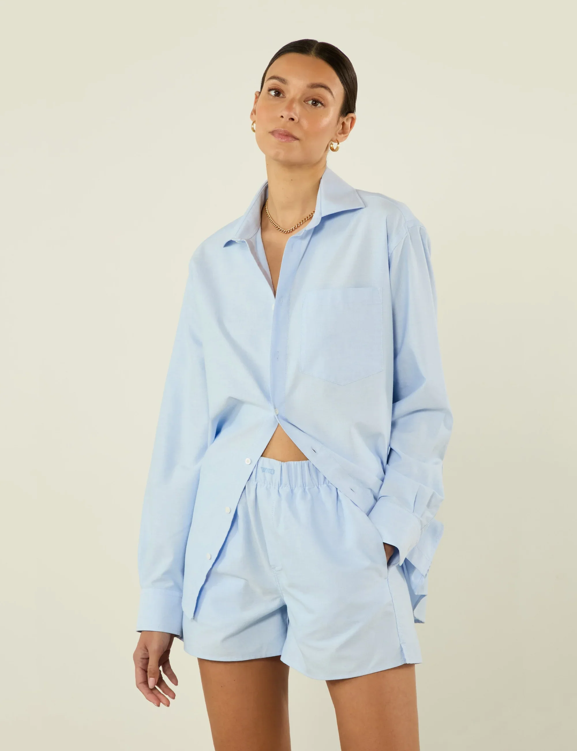 The Boxer: Oxford, Celeste Blue - With Nothing Underneath