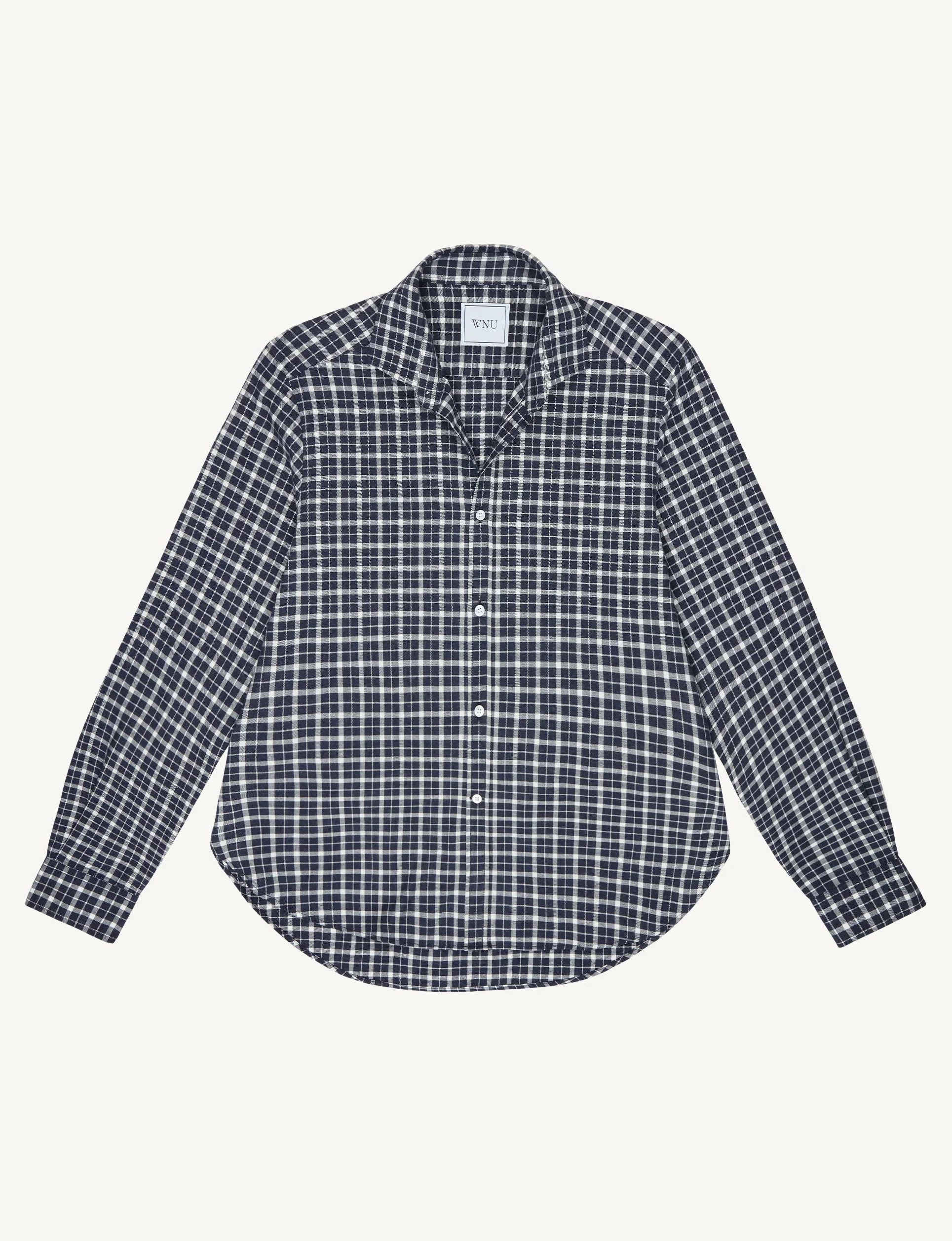 The Classic: Fine Brushed, Navy Blue Check - With Nothing Underneath