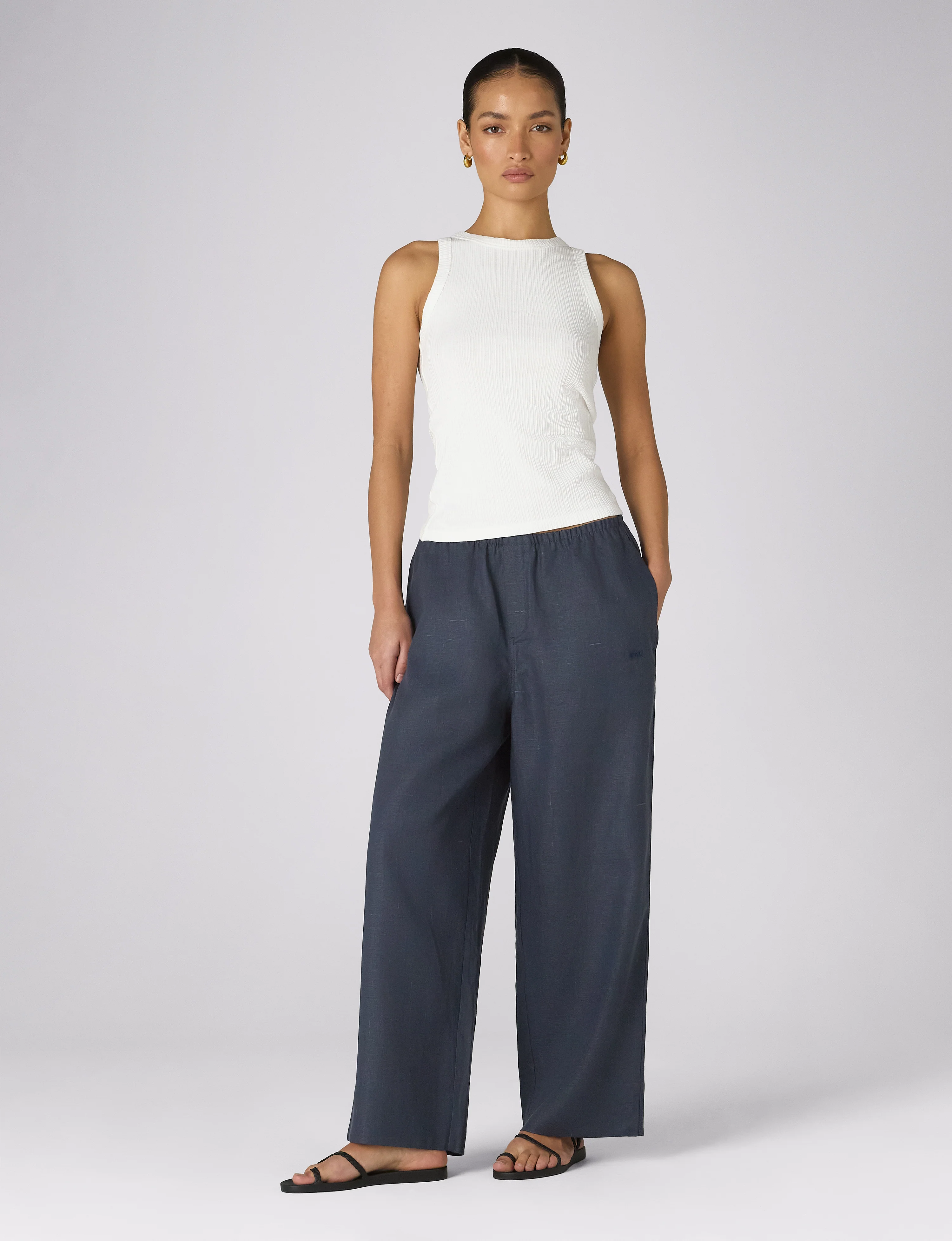 Bay Trouser: Hemp, Navy Blue - With Nothing Underneath