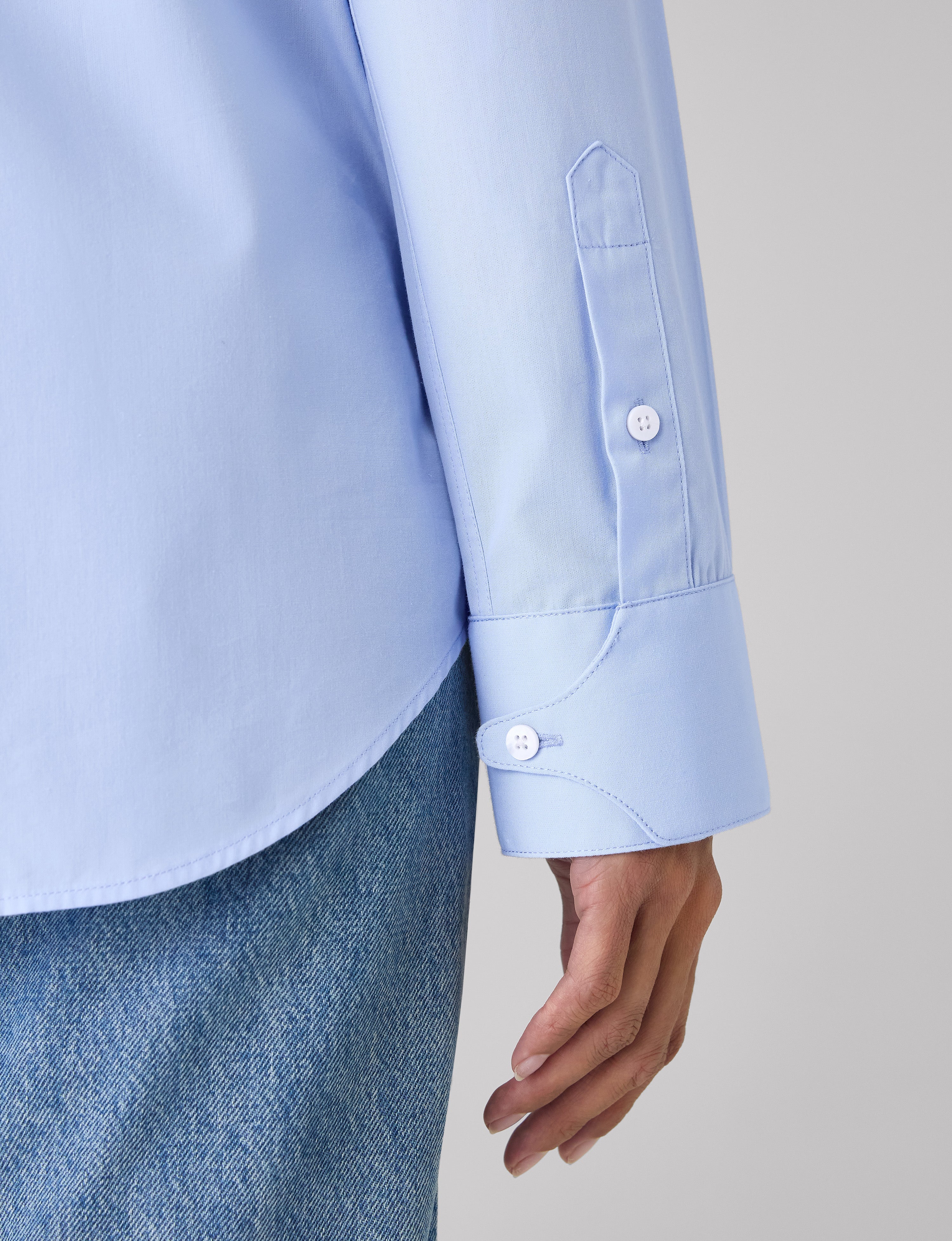 The Dress Shirt Curved Bib: Poplin, Sky Blue - With Nothing Underneath