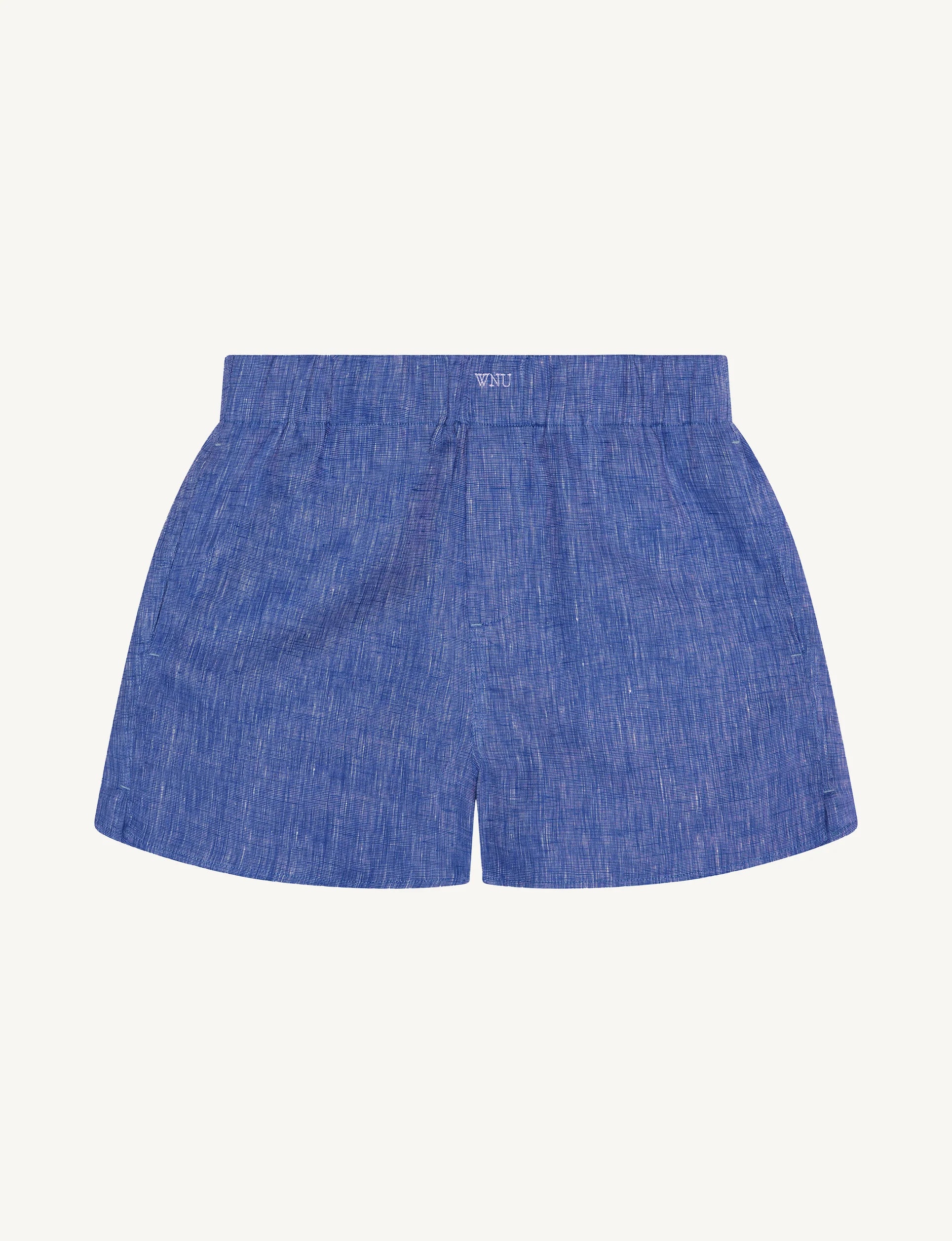 The Boxer: Linen, Lapis Blue - With Nothing Underneath