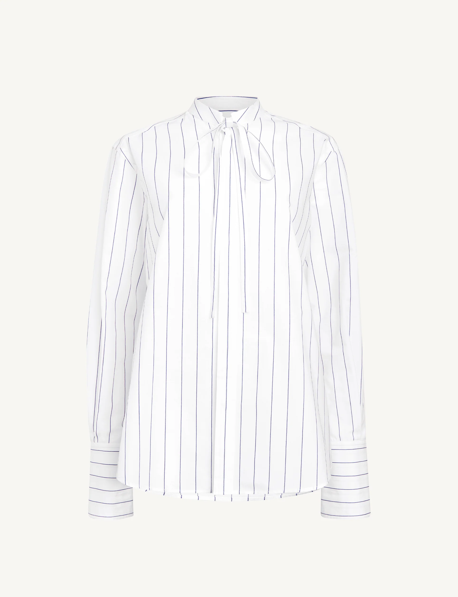 The Boyfriend Bow Tie: Fine Poplin, Blue and White Stripe - With Nothing Underneath