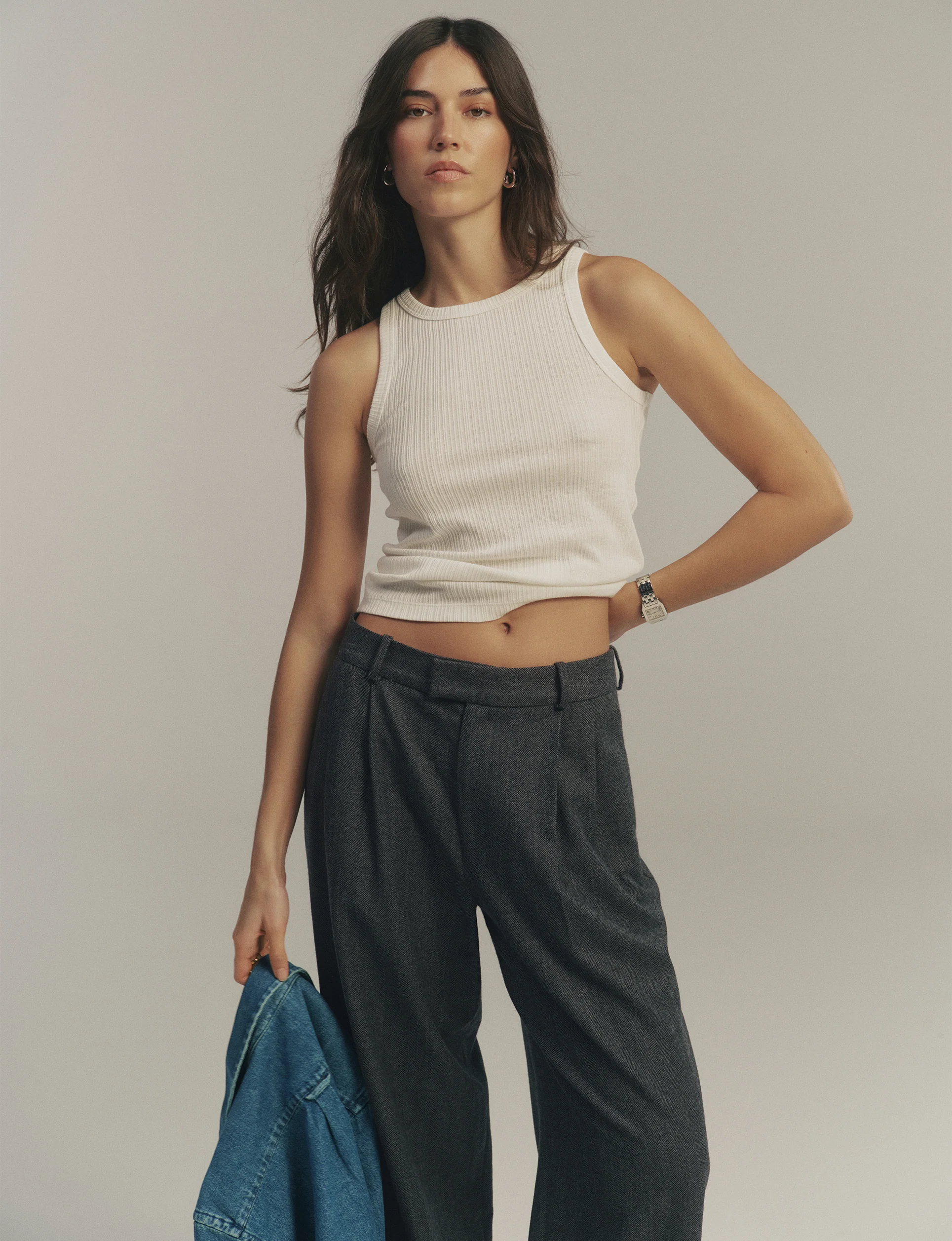 Carnaby Tank: Cotton Textured Rib, Off-White - With Nothing Underneath