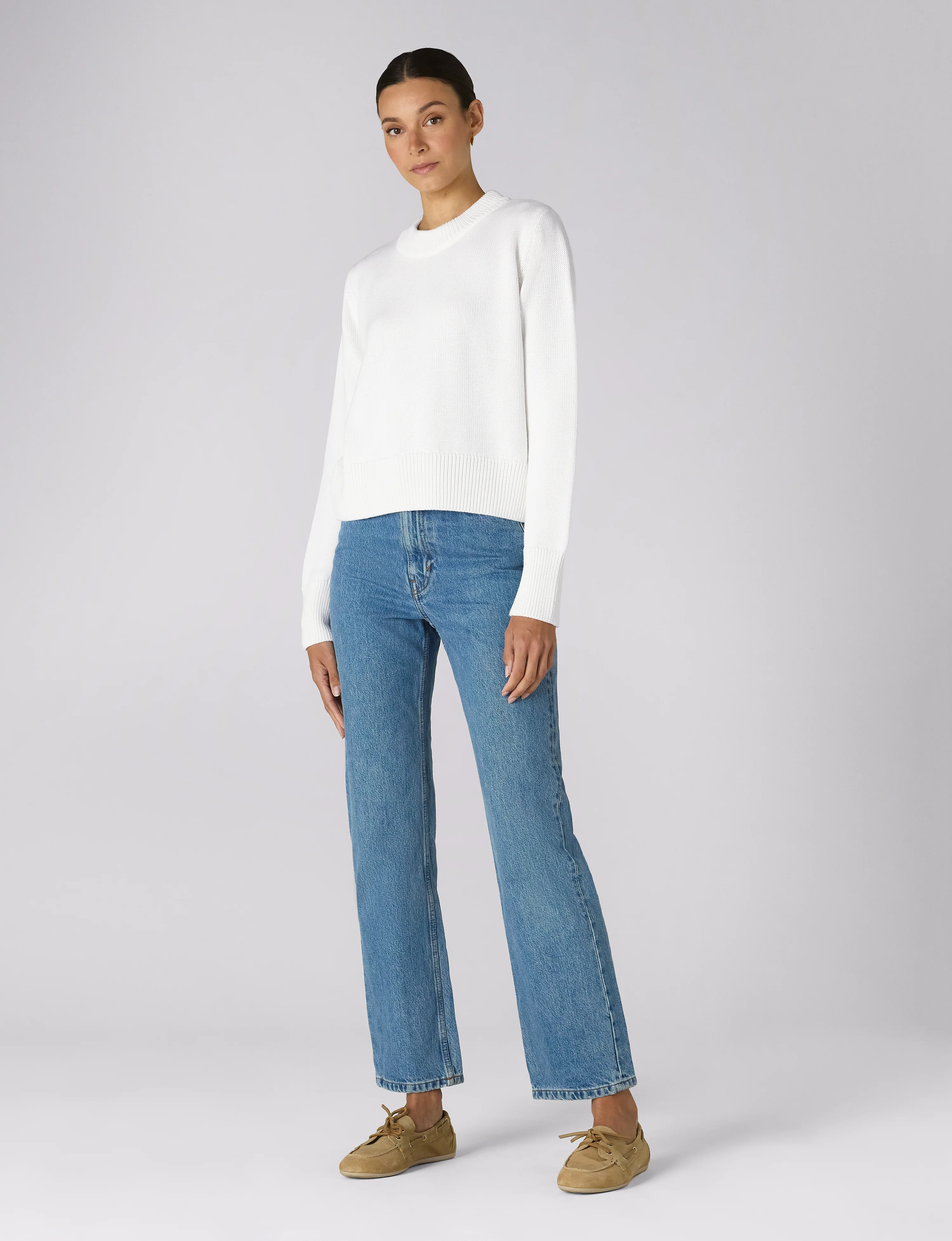 Devon Jumper: Cotton, Cream - With Nothing Underneath