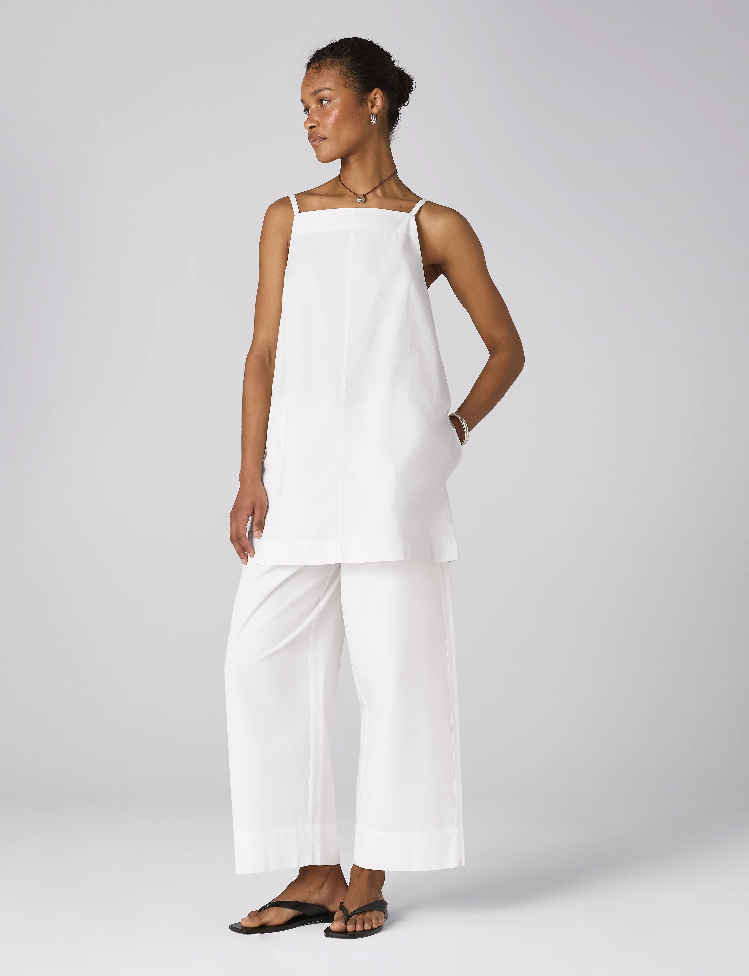 Sifnos Trousers: Fine Poplin, White x Lucy Williams - With Nothing Underneath