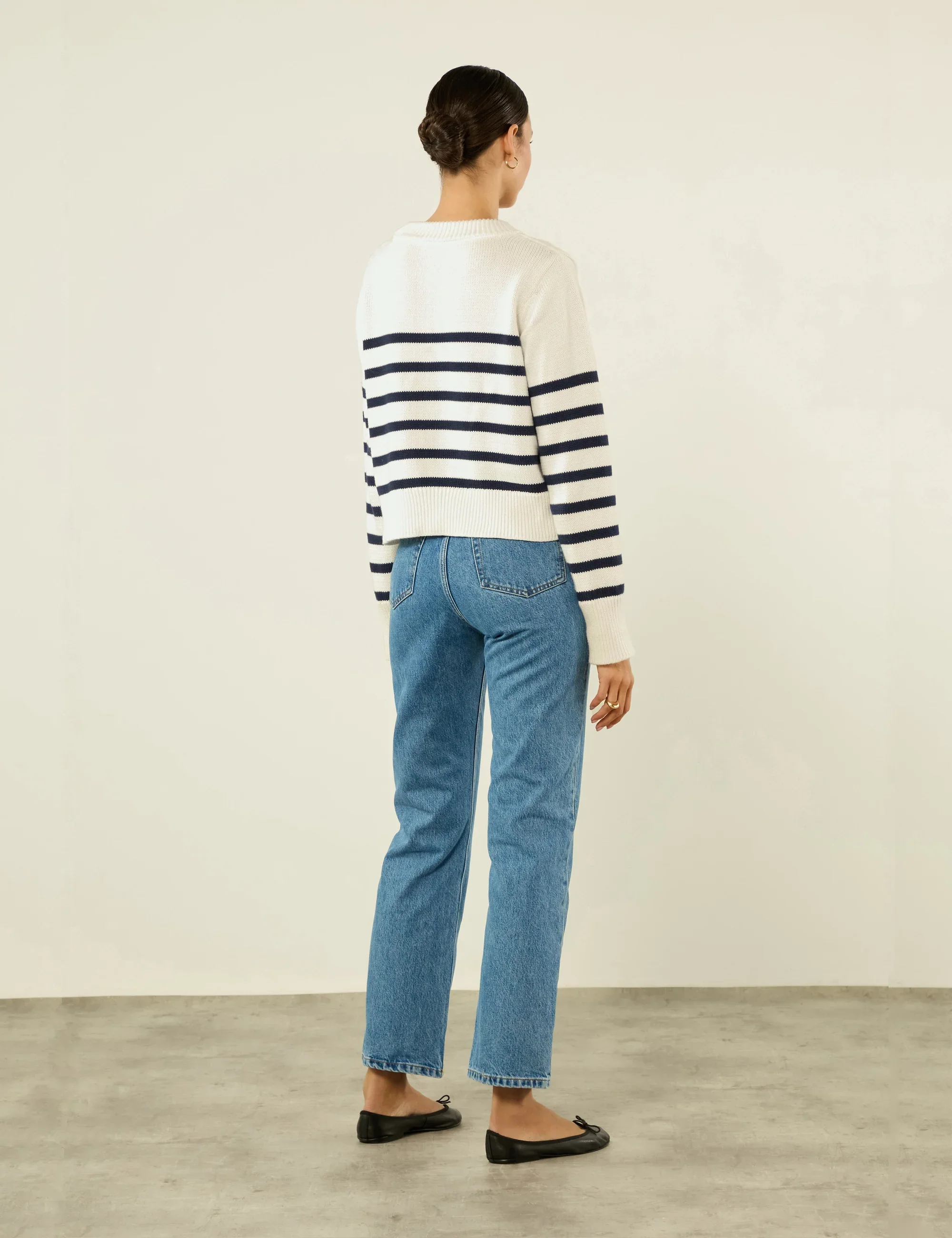 Devon Jumper: Cotton, Navy Stripe - With Nothing Underneath