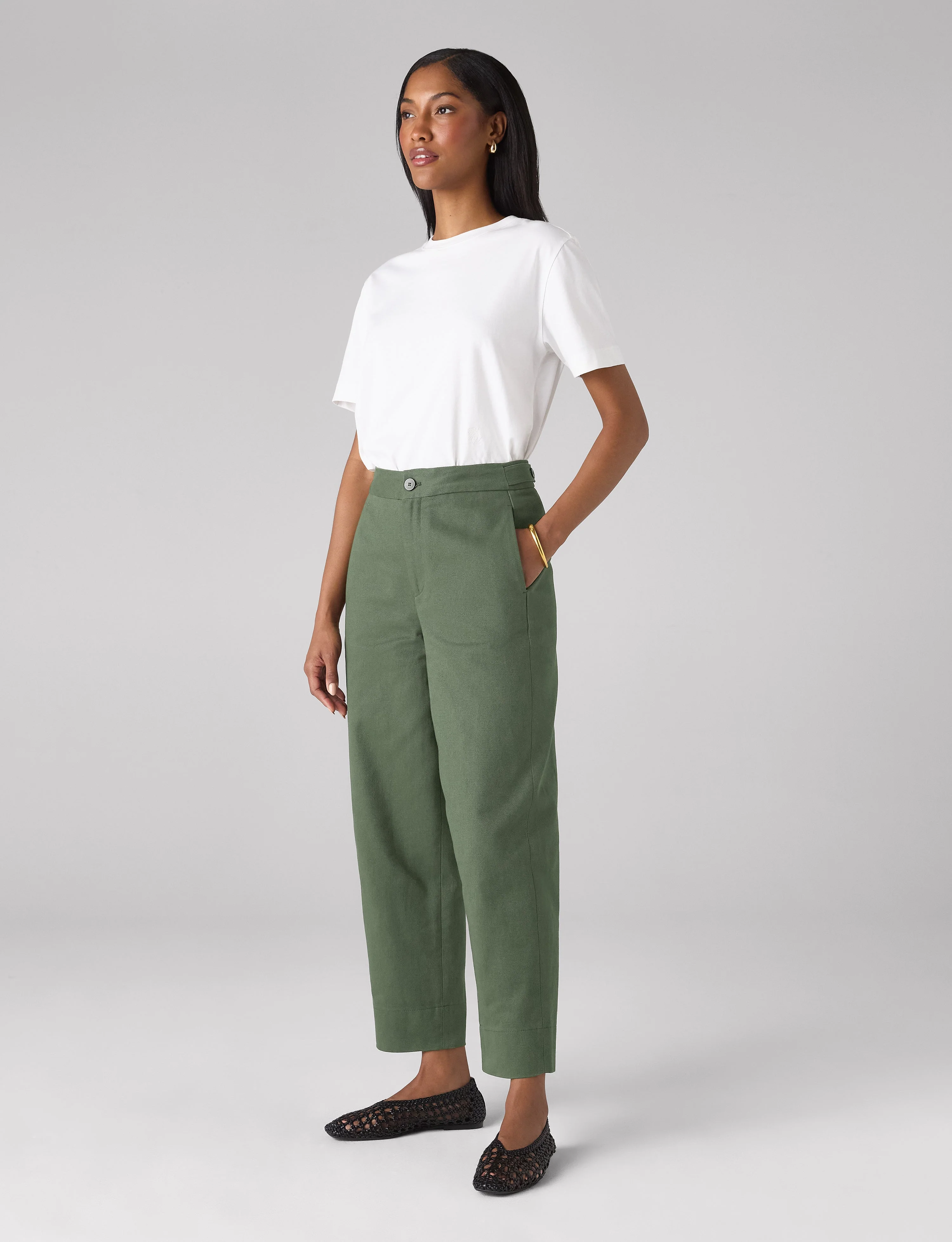 Chartwell Trouser: Cotton Twill, Khaki - With Nothing Underneath