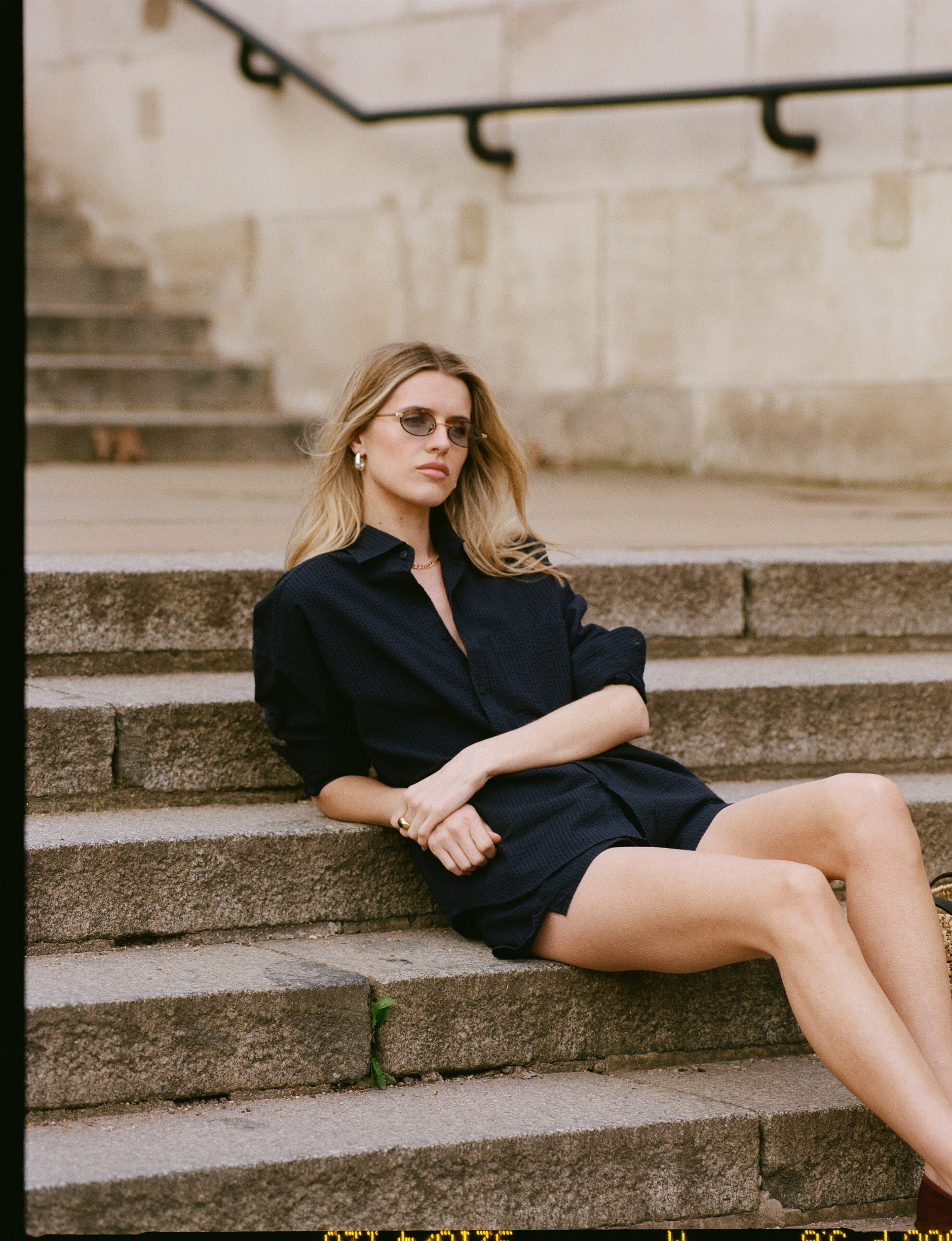 The Weekend: Seersucker, Navy Blue - With Nothing Underneath