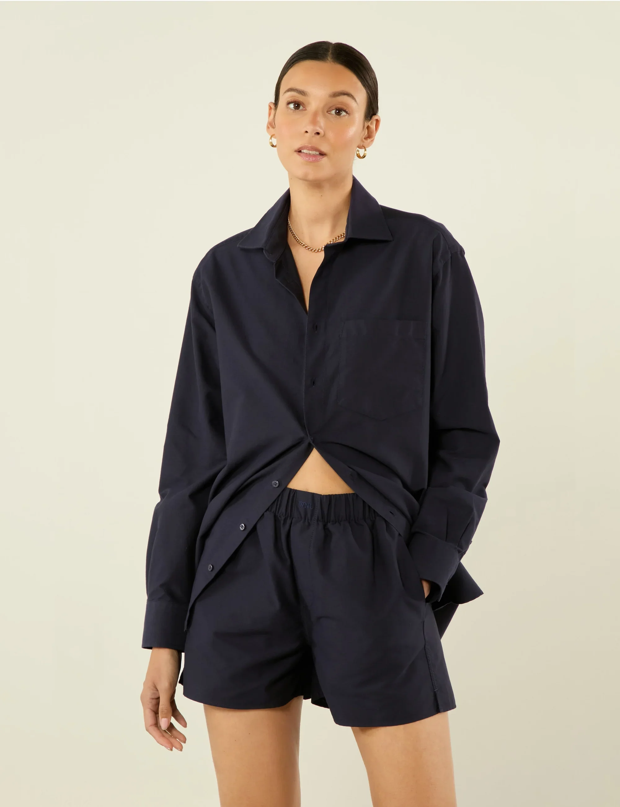 The Boxer: Oxford, Navy Blue - With Nothing Underneath