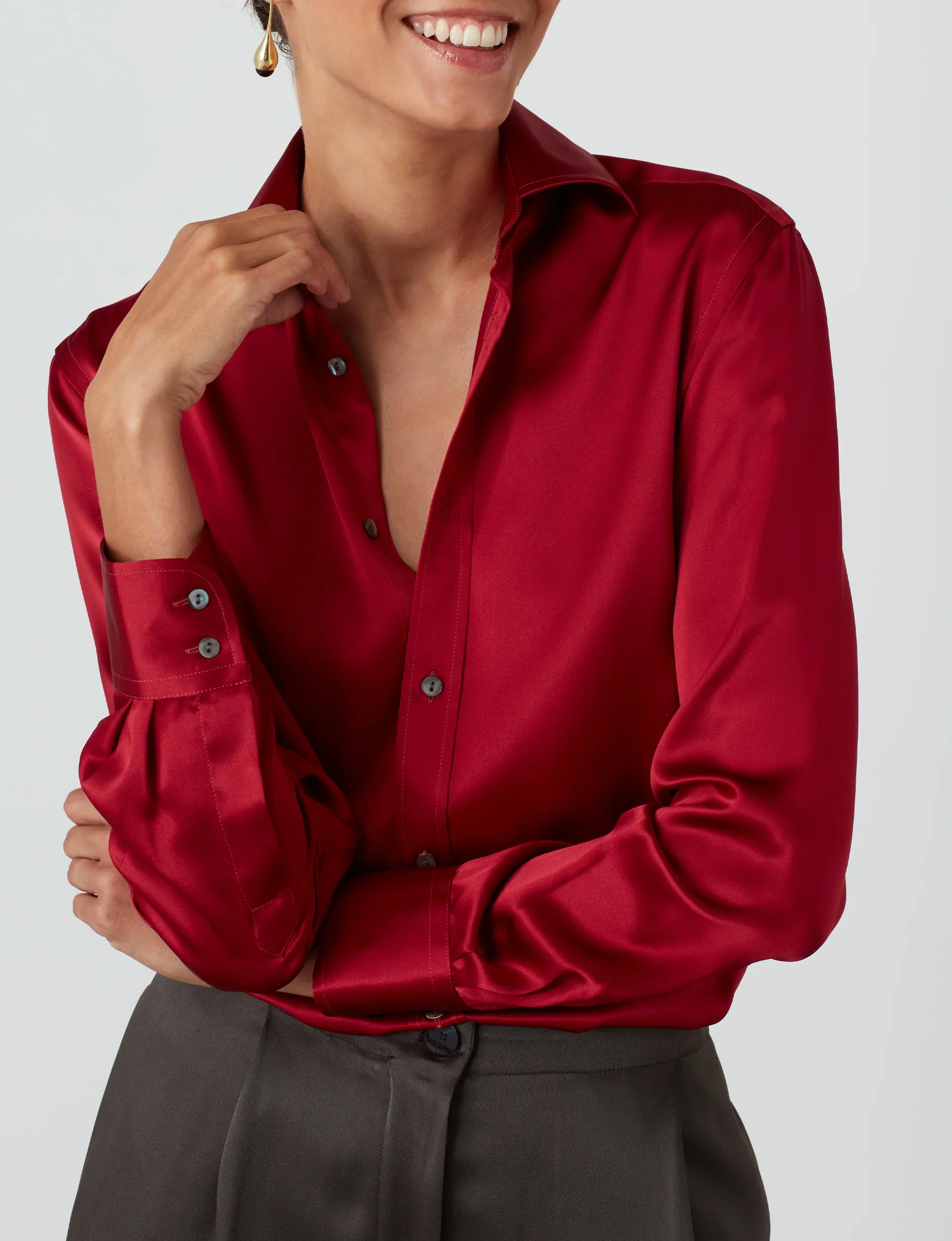 The Boyfriend: Silk Satin, Garnet - With Nothing Underneath