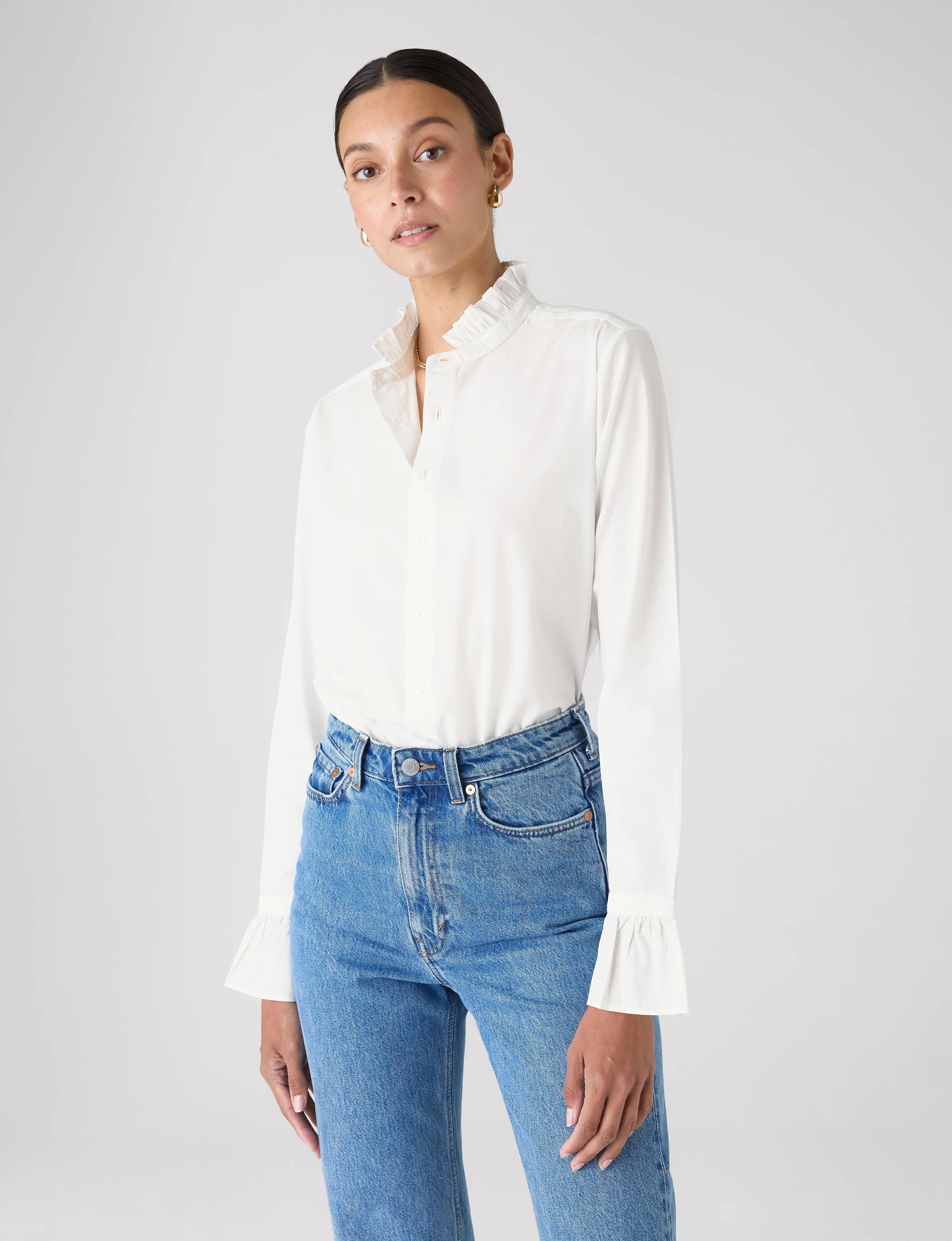 Kew Blouse: Fine Poplin, White - With Nothing Underneath