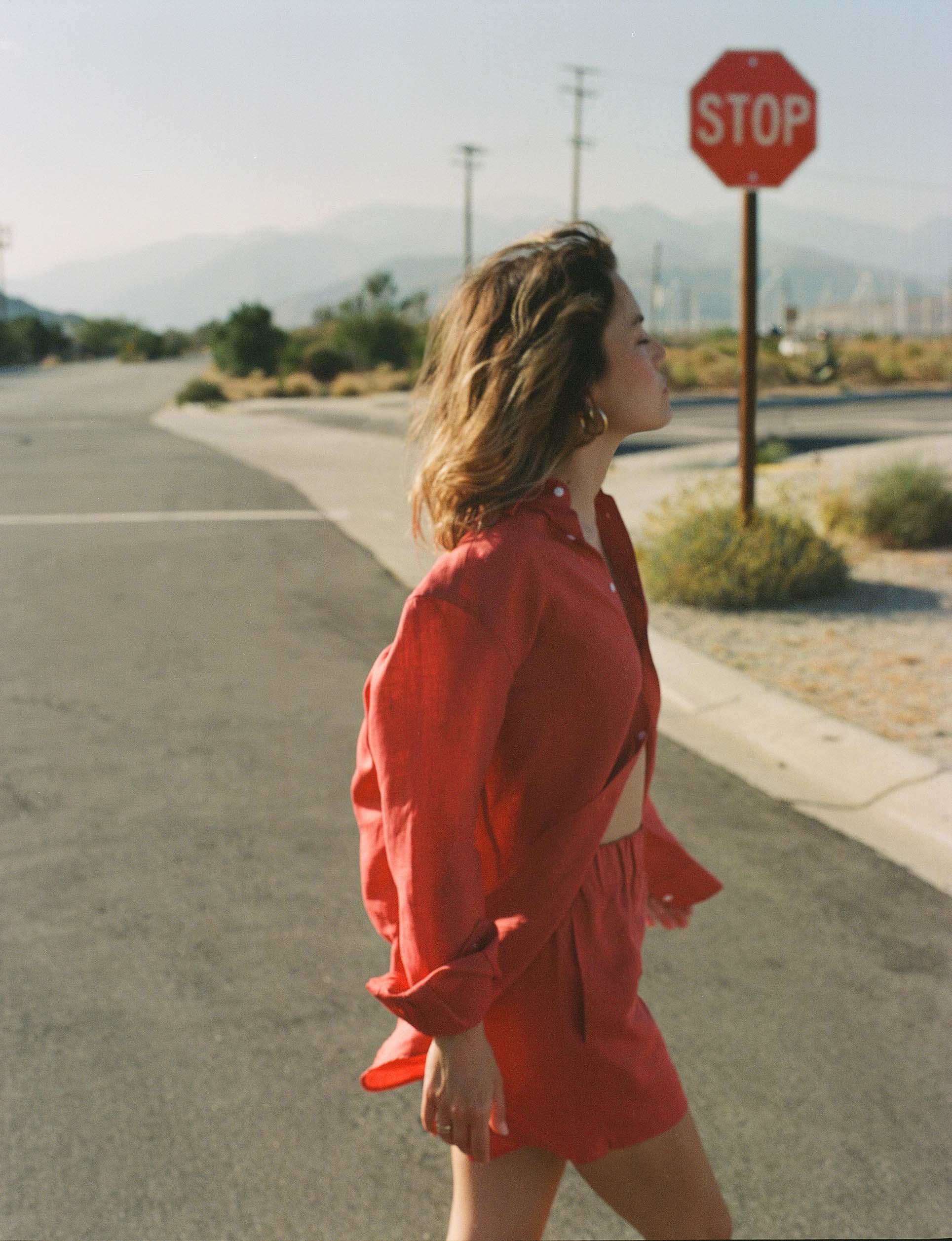 The Boxer: Linen, Cardinal Red - With Nothing Underneath