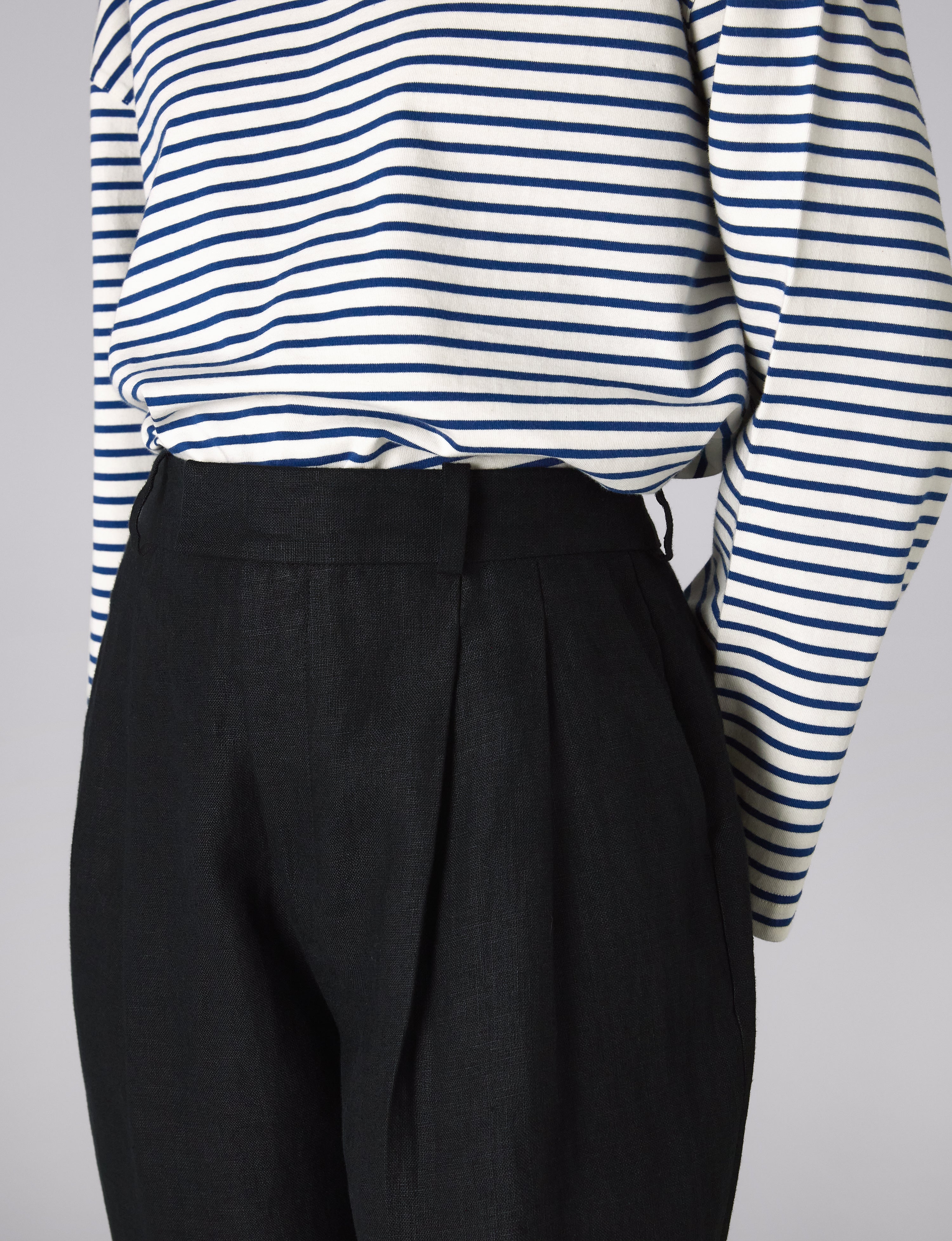 Christy Tapered Trouser: Linen, Black - With Nothing Underneath