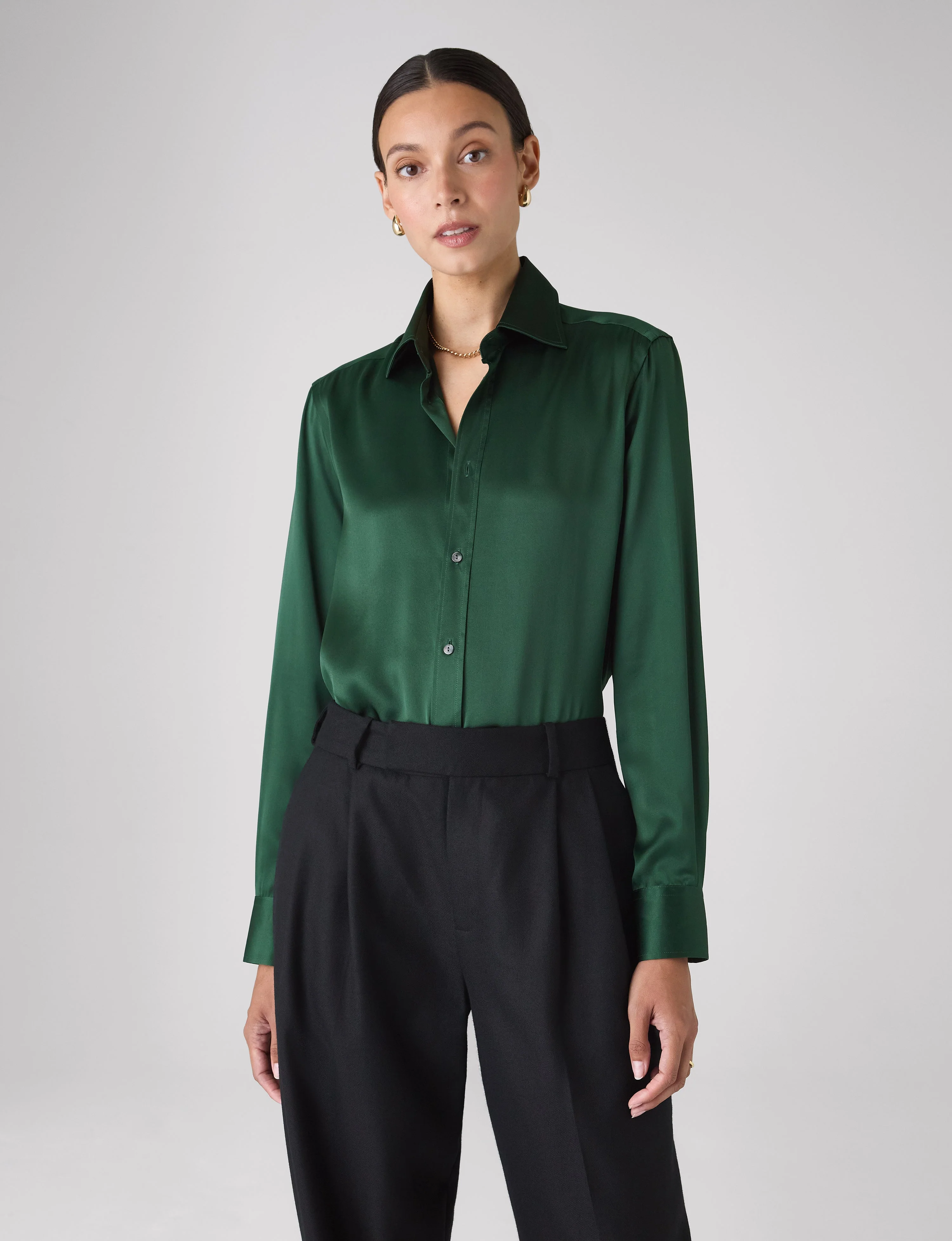 The Boyfriend: Silk Satin, Emerald Green - With Nothing Underneath