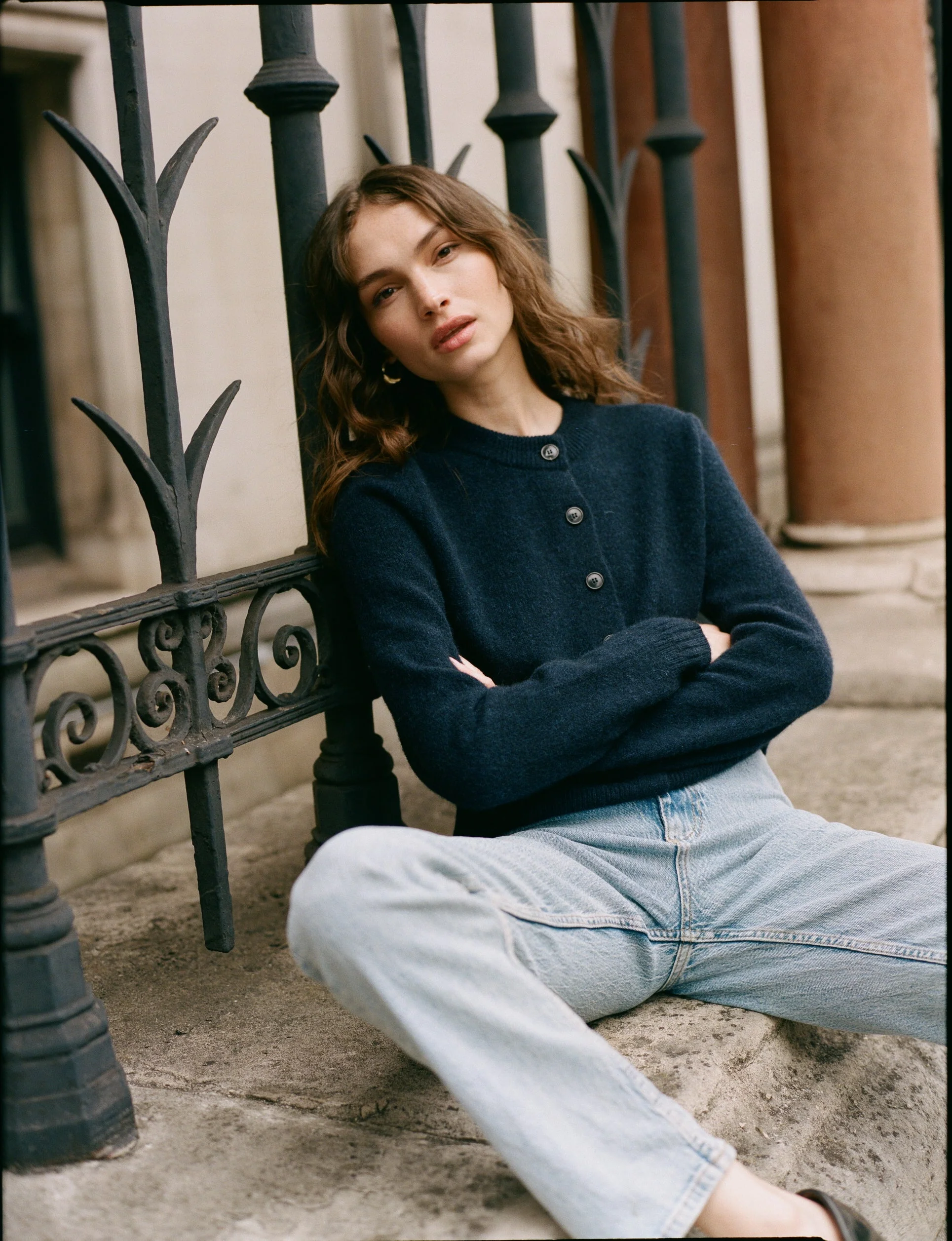 Jura Cardigan: Yak Wool, Navy Blue - With Nothing Underneath