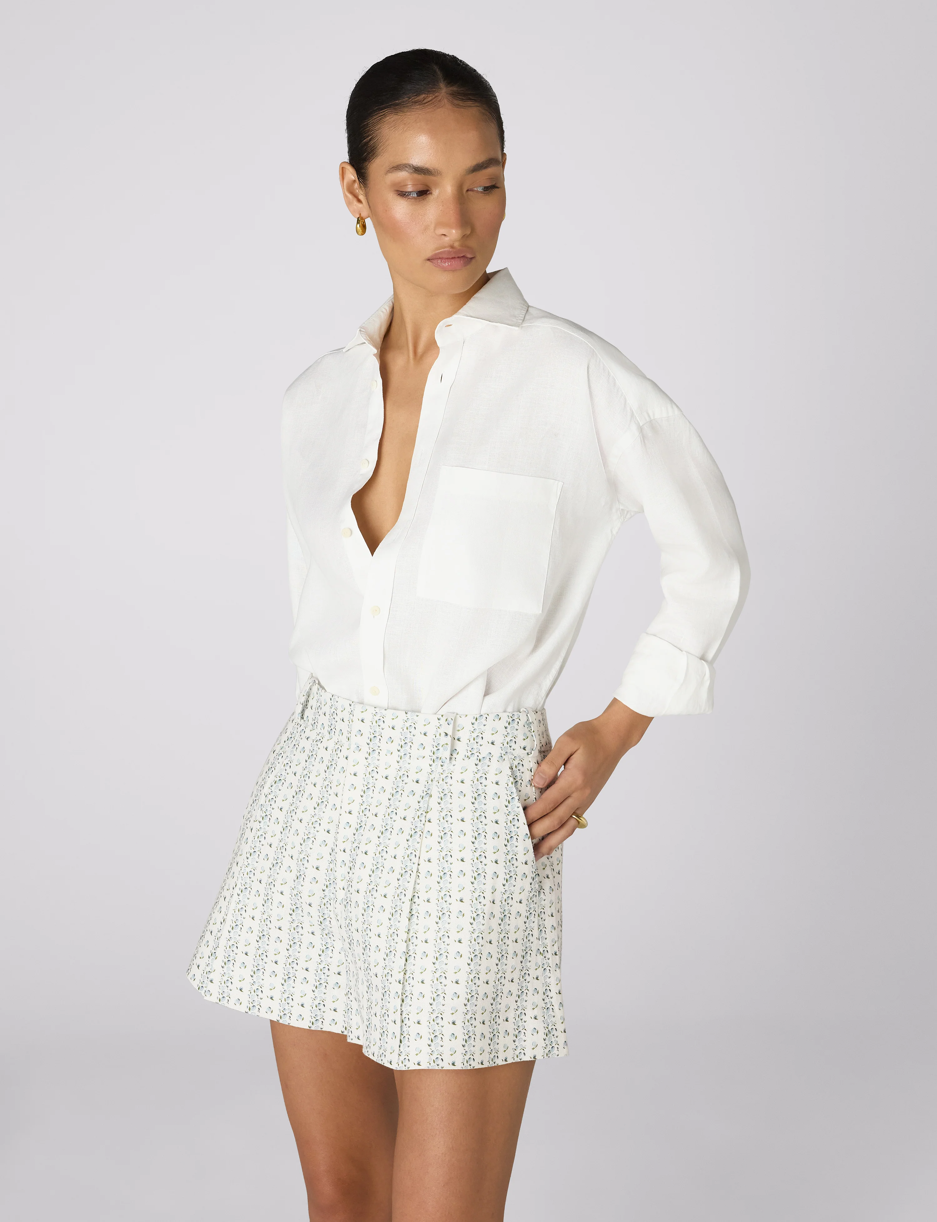 Penn Tailored Short: Linen, Plum Print - With Nothing Underneath