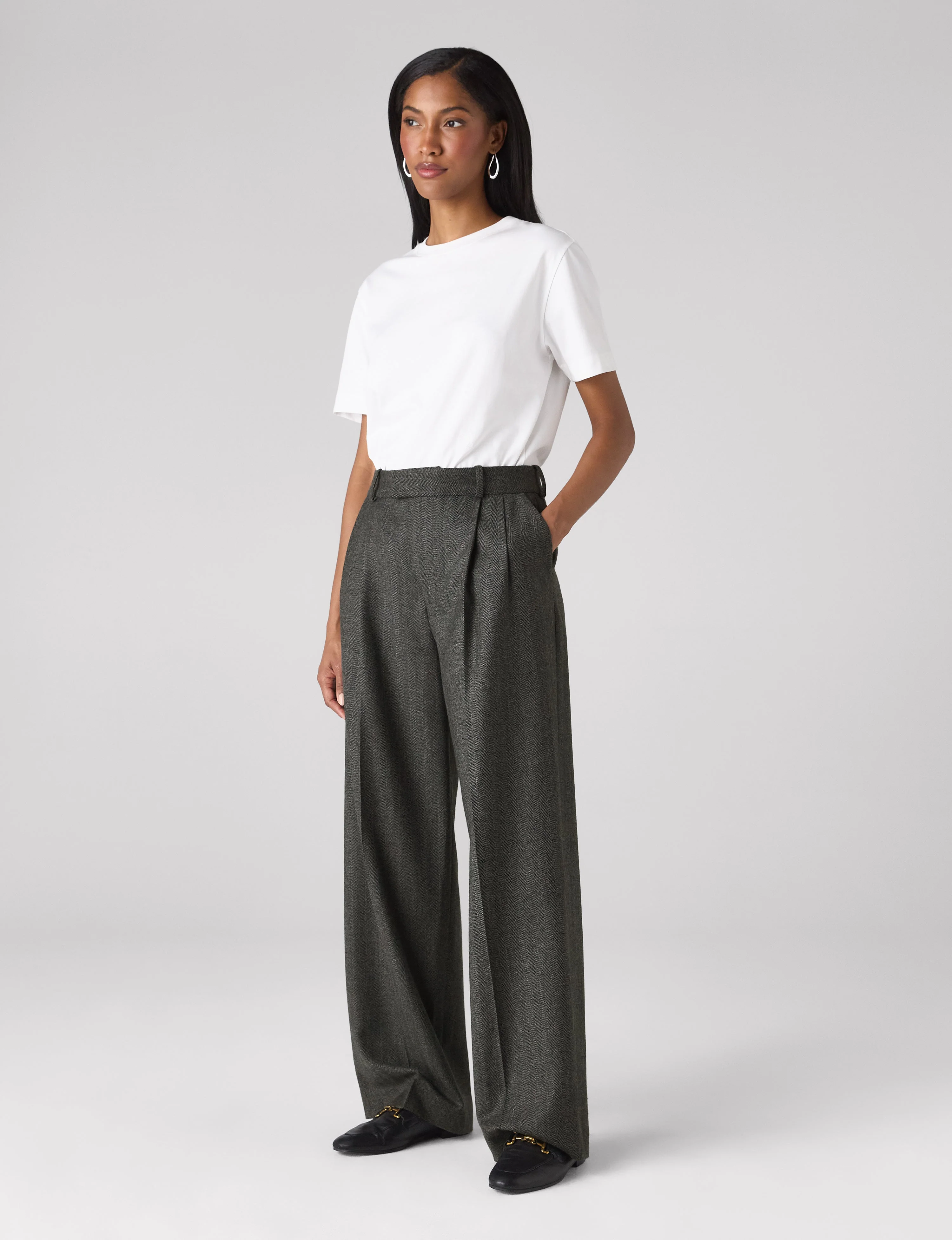 Rampling Trouser: Wool, Grey Herringbone - With Nothing Underneath
