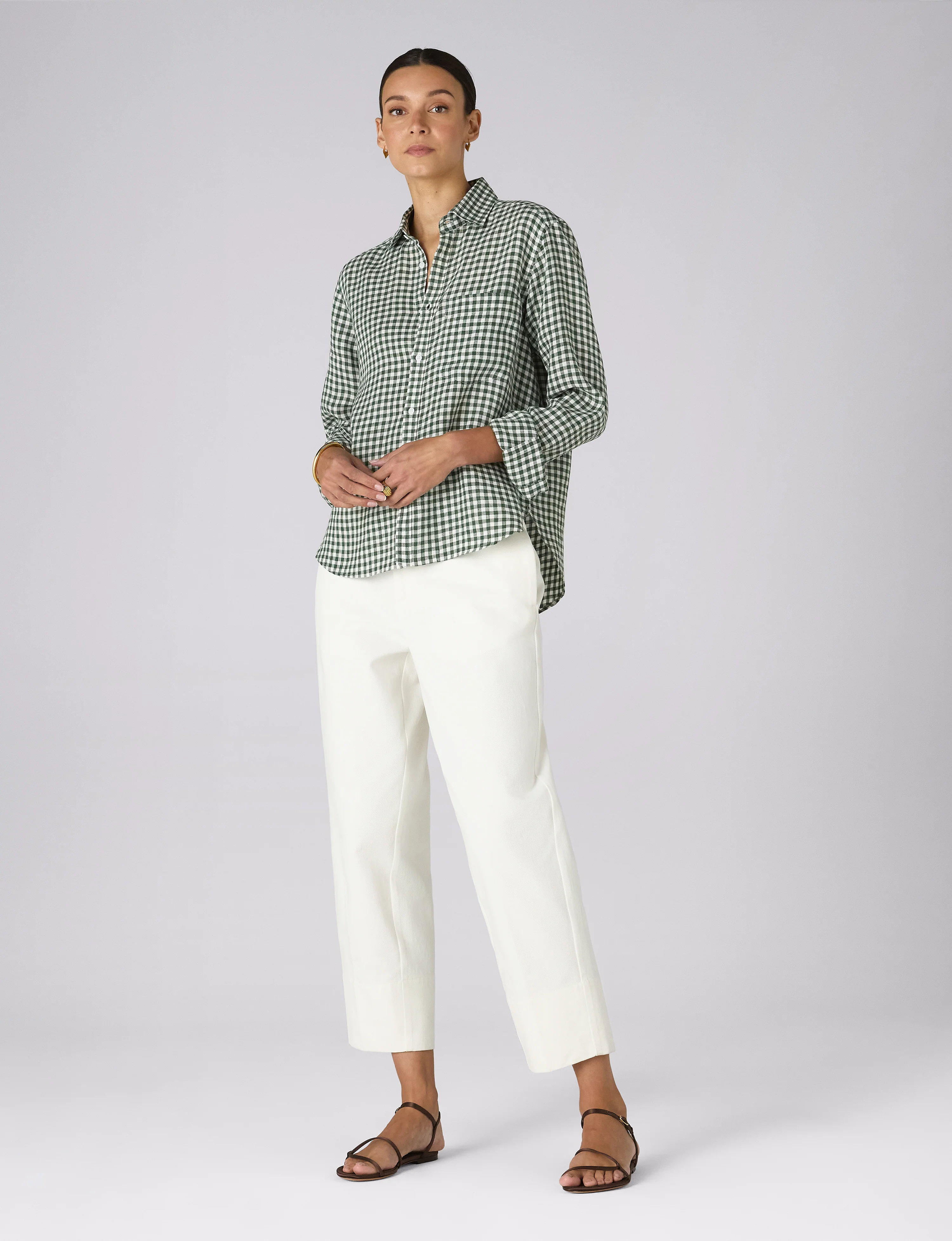 The Classic: Linen, Green Gingham - With Nothing Underneath