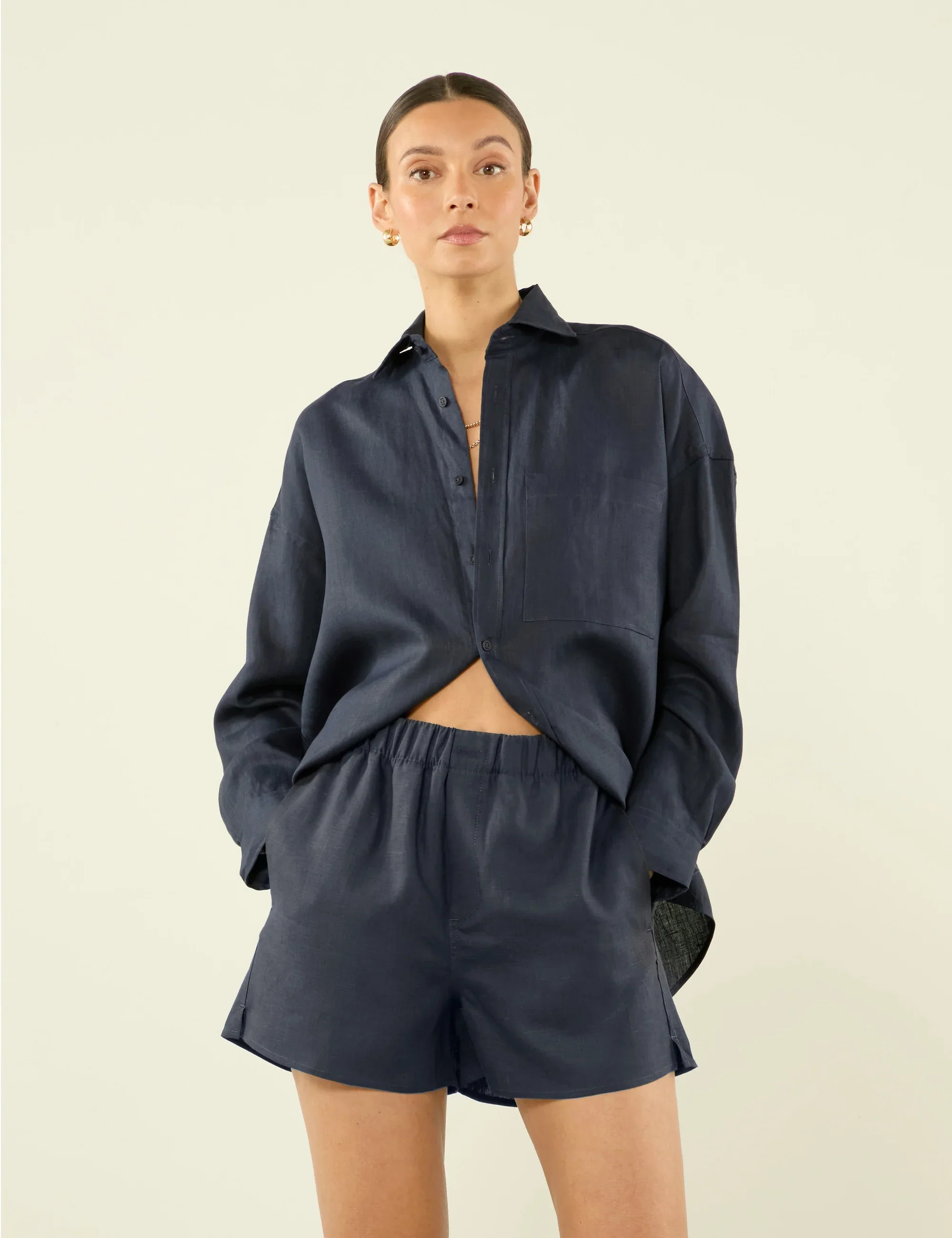 The Boxer: Hemp, Navy Blue - With Nothing Underneath