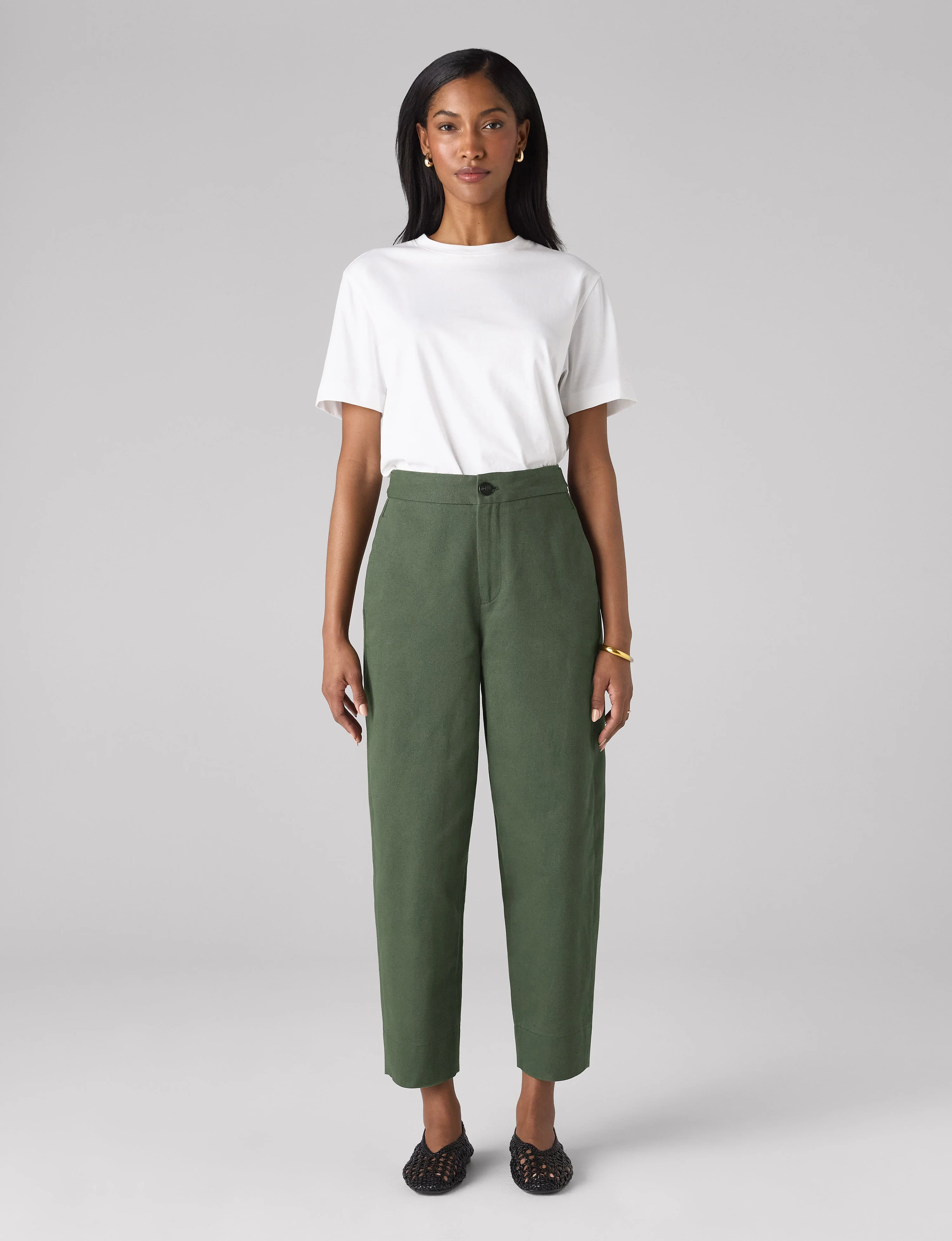 Chartwell Trouser: Cotton Twill, Khaki - With Nothing Underneath